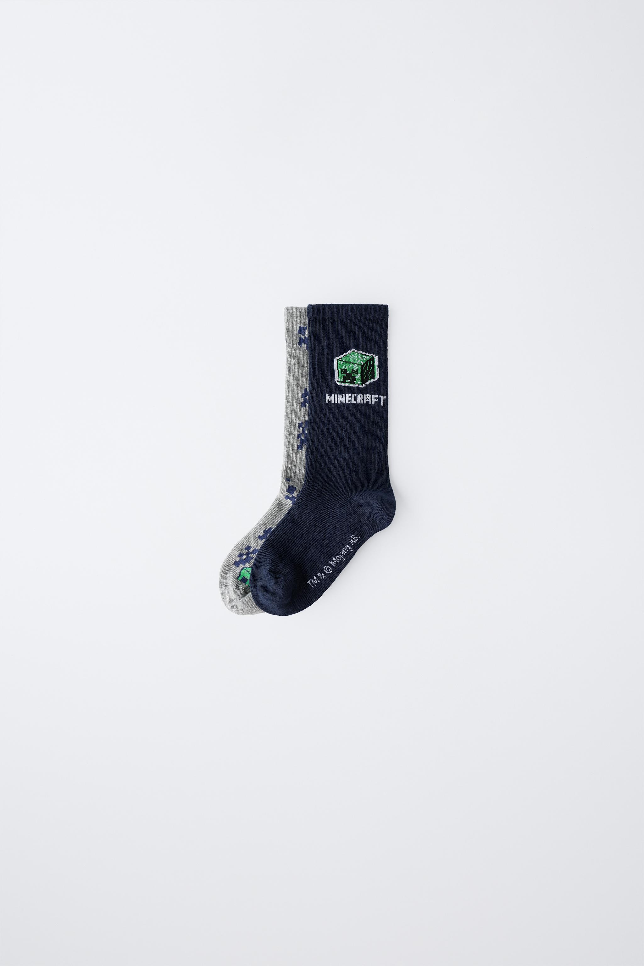 4-14 YEARS/ TWO-PACK OF MINECRAFT © MOJANG AB. ™ LONG SOCKS