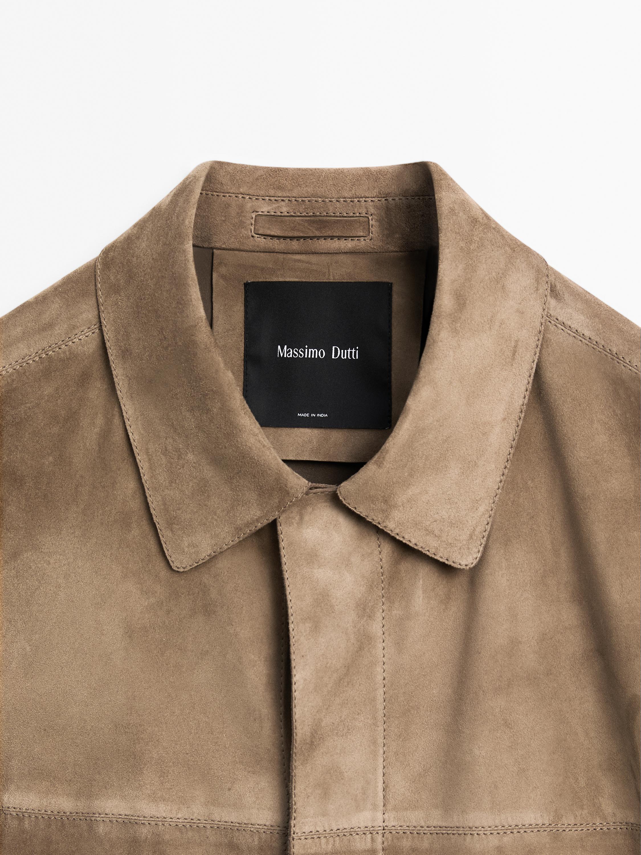 Suede leather overshirt