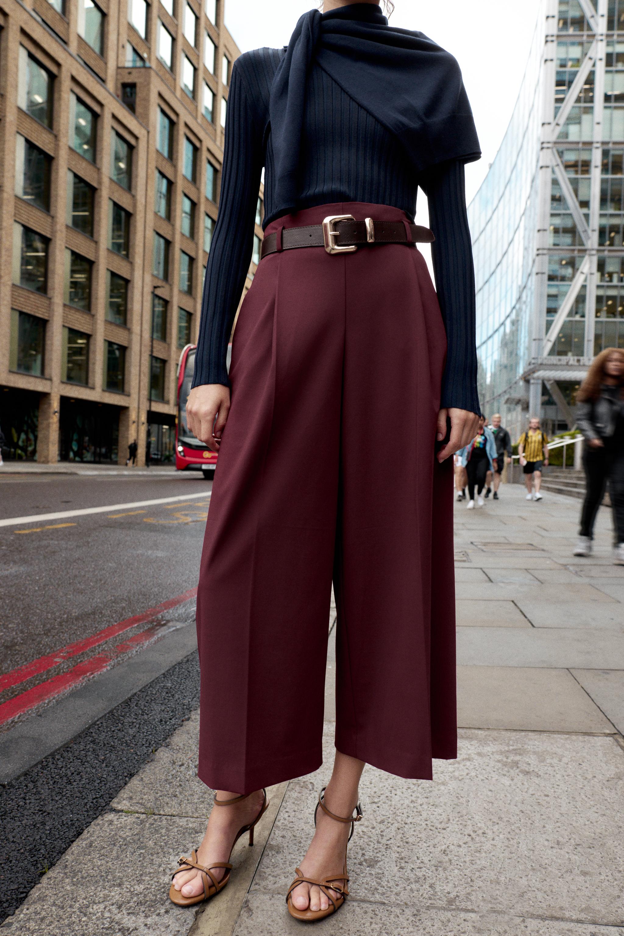 PLEATED BELTED PANTS