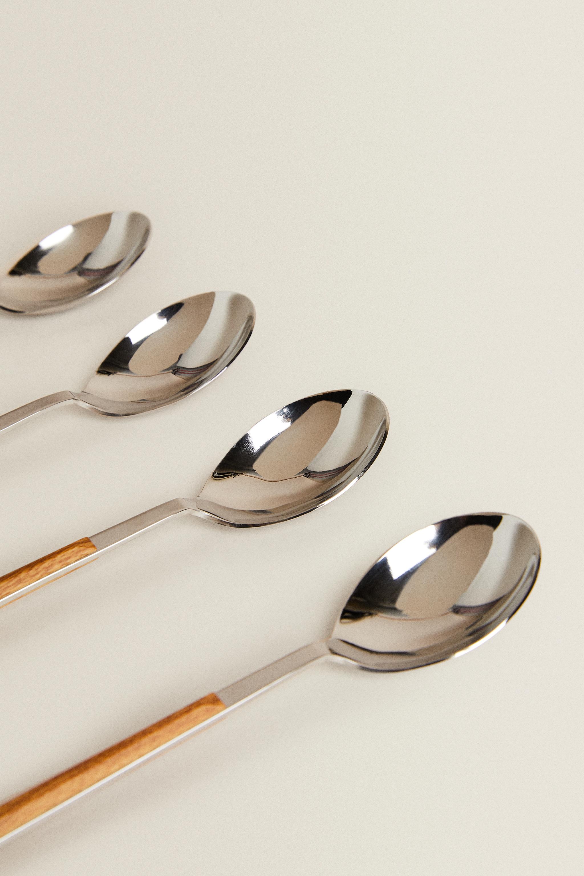 SET OF SPOONS WITH WOOD-DESIGN HANDLES (SET OF 4)