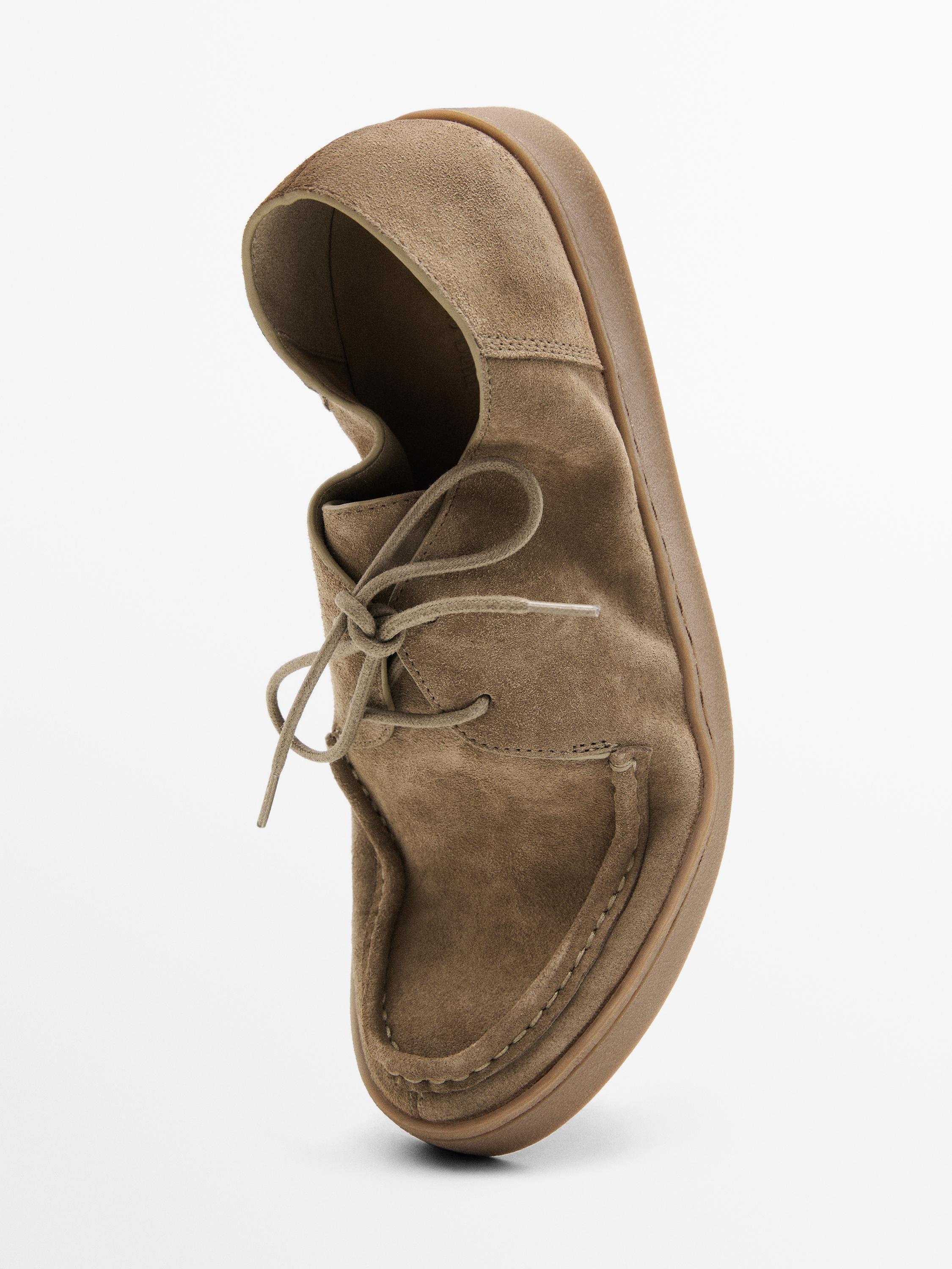 Moc toe split suede shoes