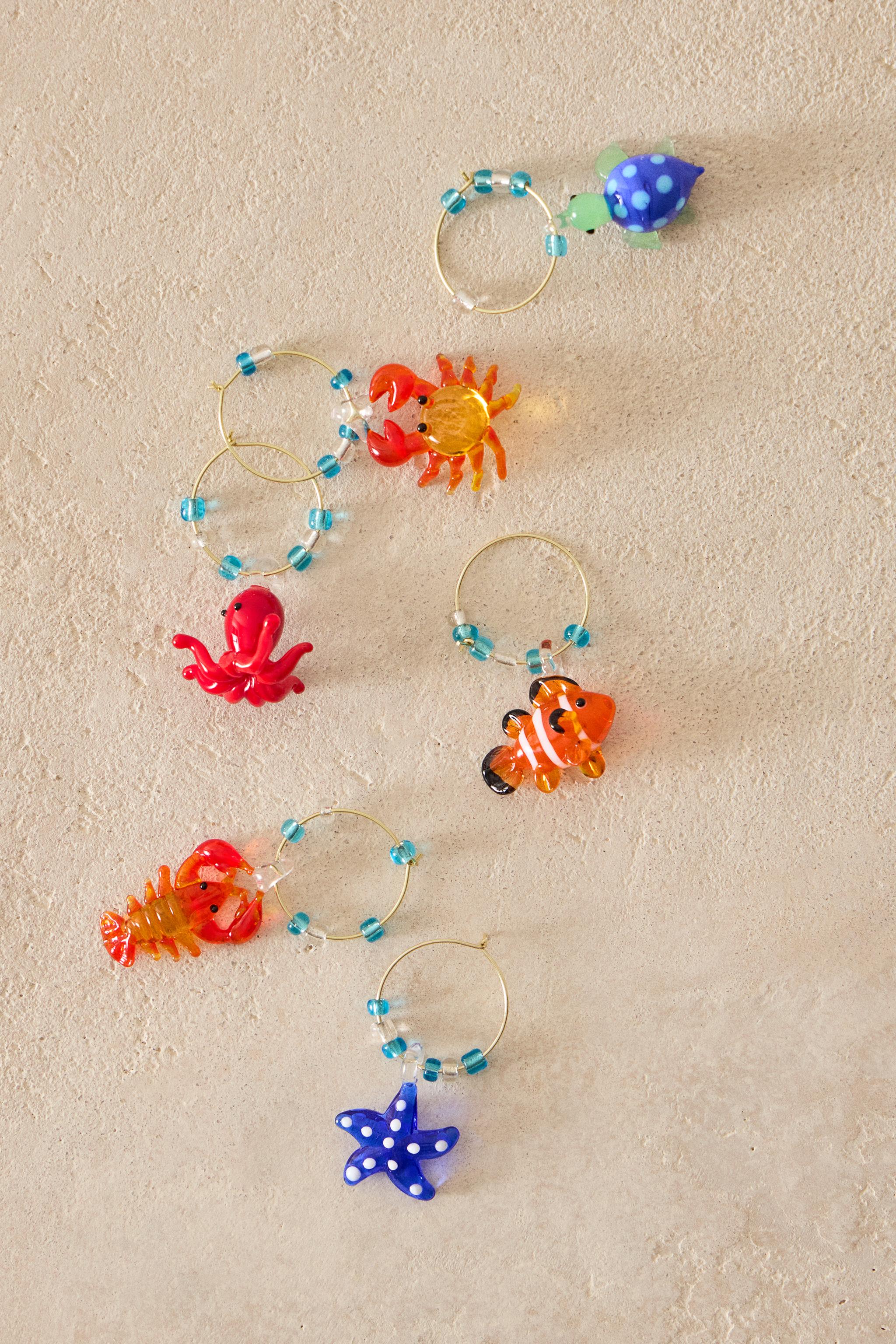 SET OF MARINE ANIMAL GLASS CHARMS (SET OF 6)