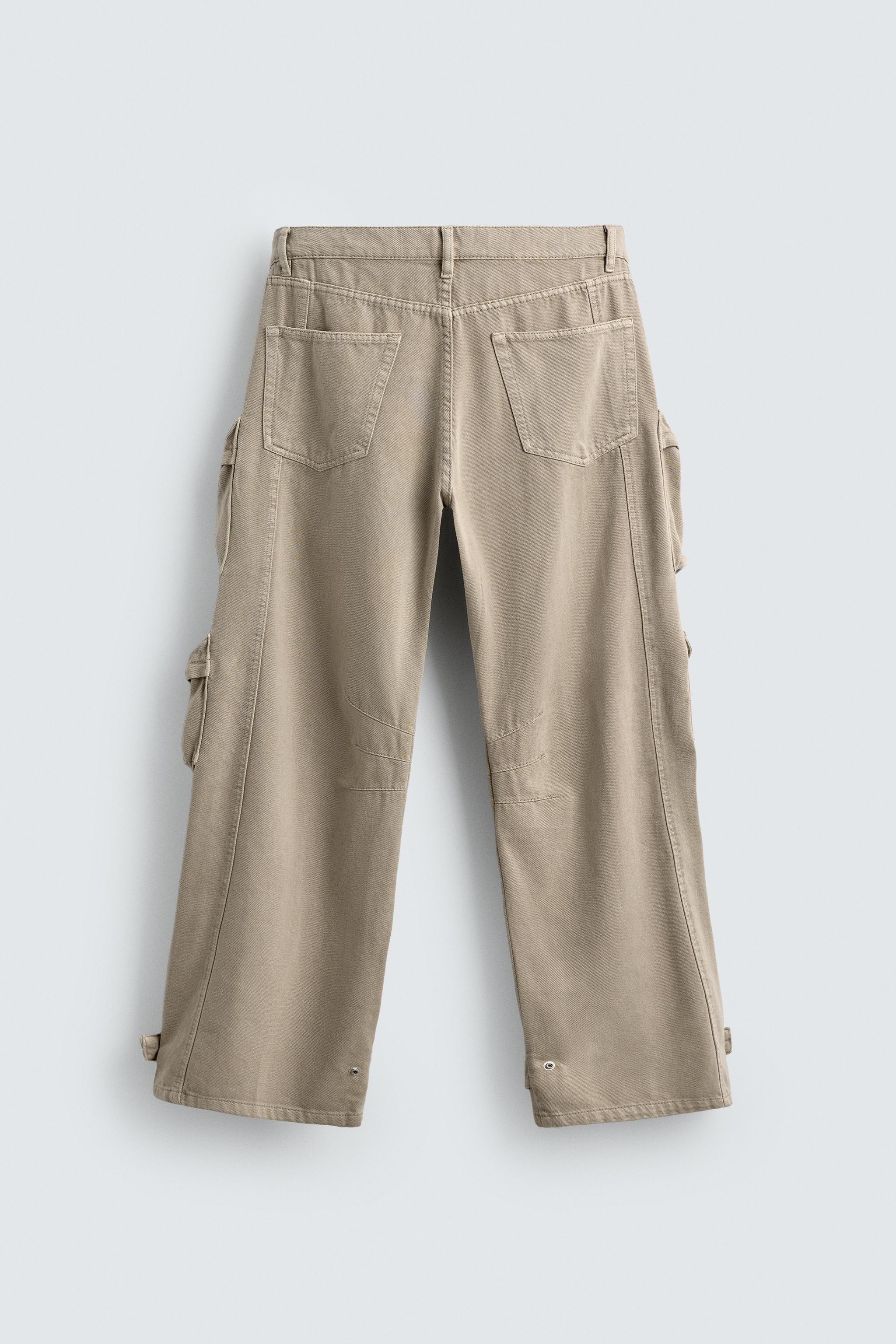 DENIM CARGO PANTS WITH POCKETS
