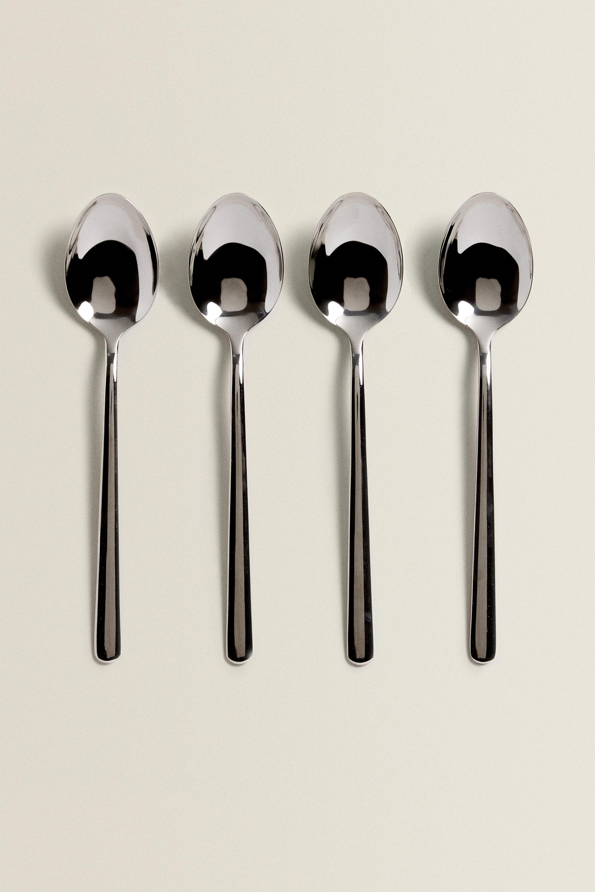 SET OF SHINY STEEL SPOONS (SET OF 4)