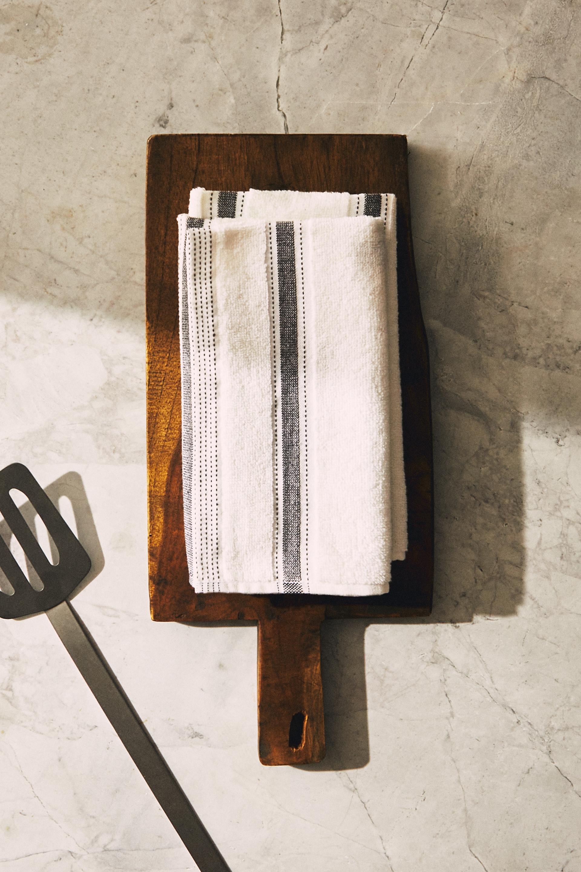 STRIPED COTTON TERRYCLOTH KITCHEN TOWEL