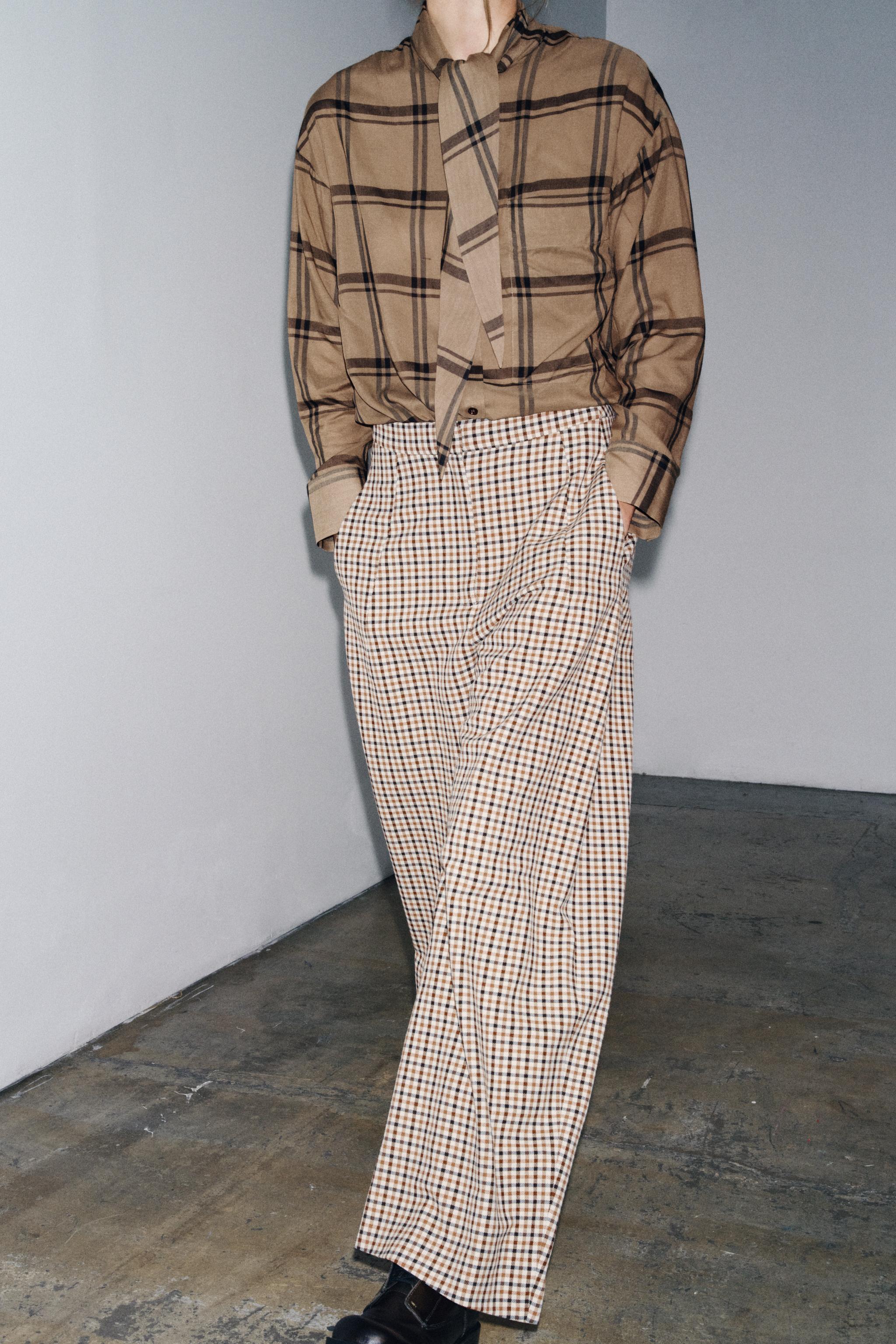 PLAID SCARF COLLAR SHIRT ZW COLLECTION