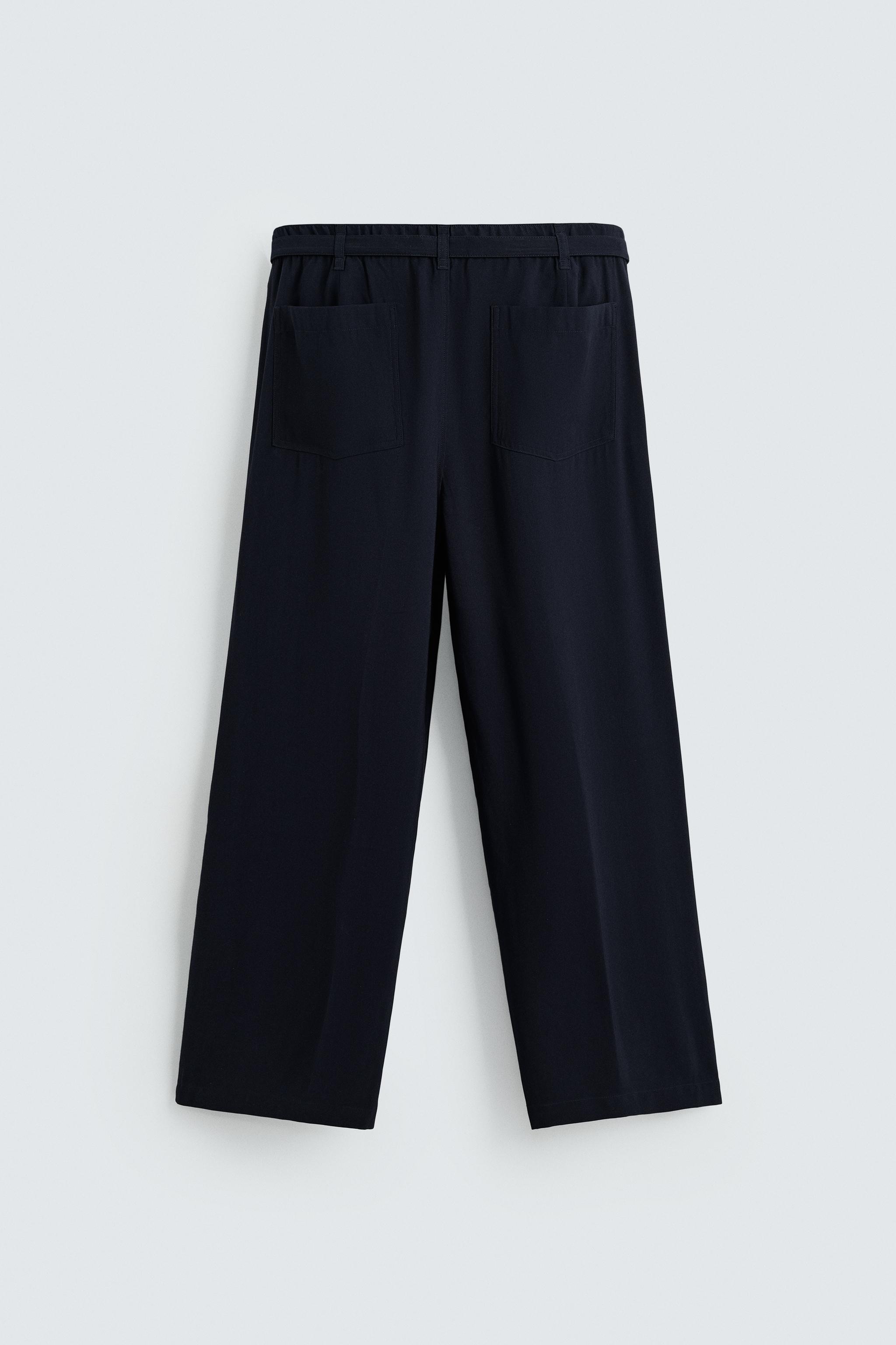 RELAXED FIT BELTED PANTS