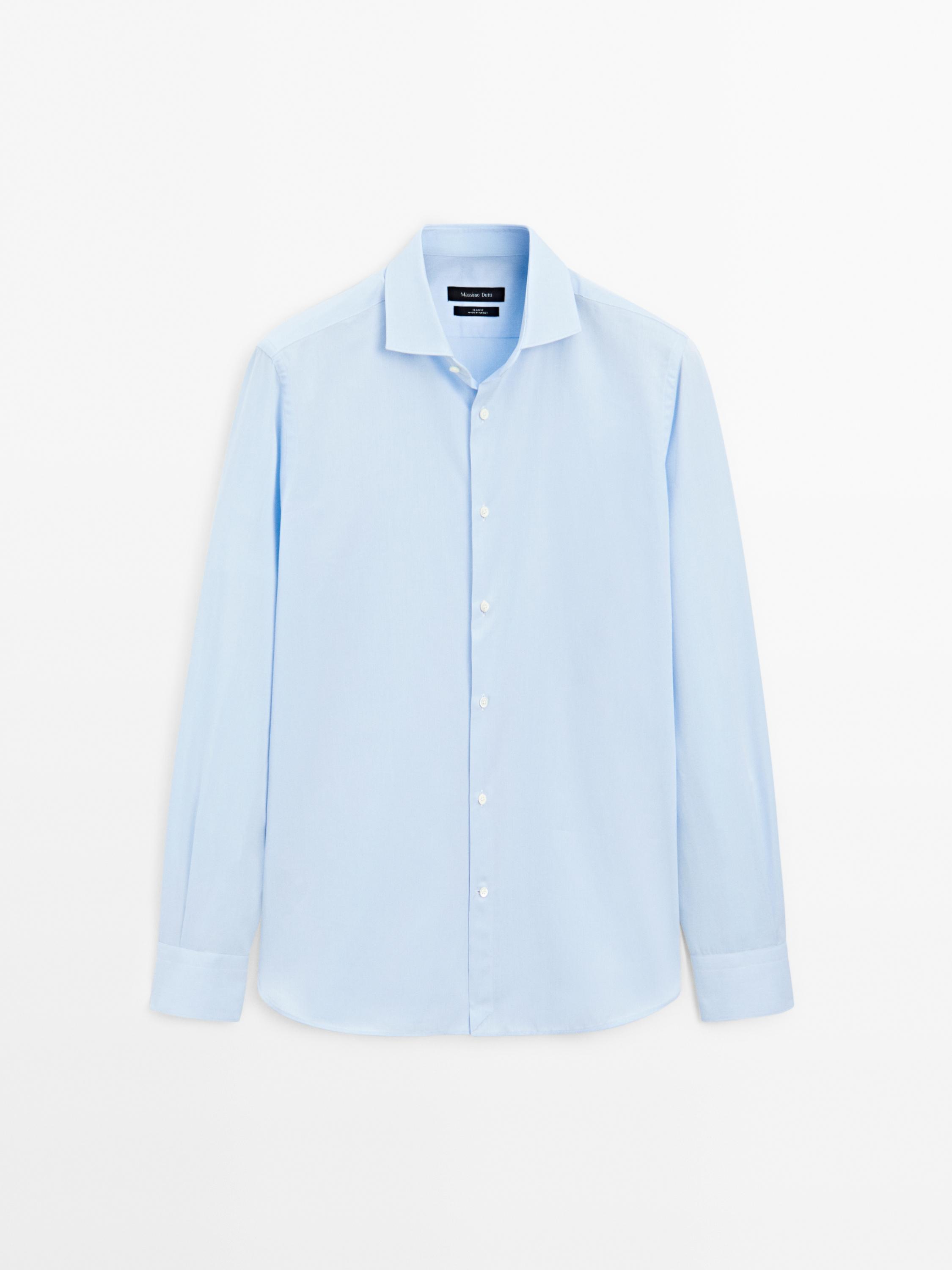 Slim fit fine striped shirt