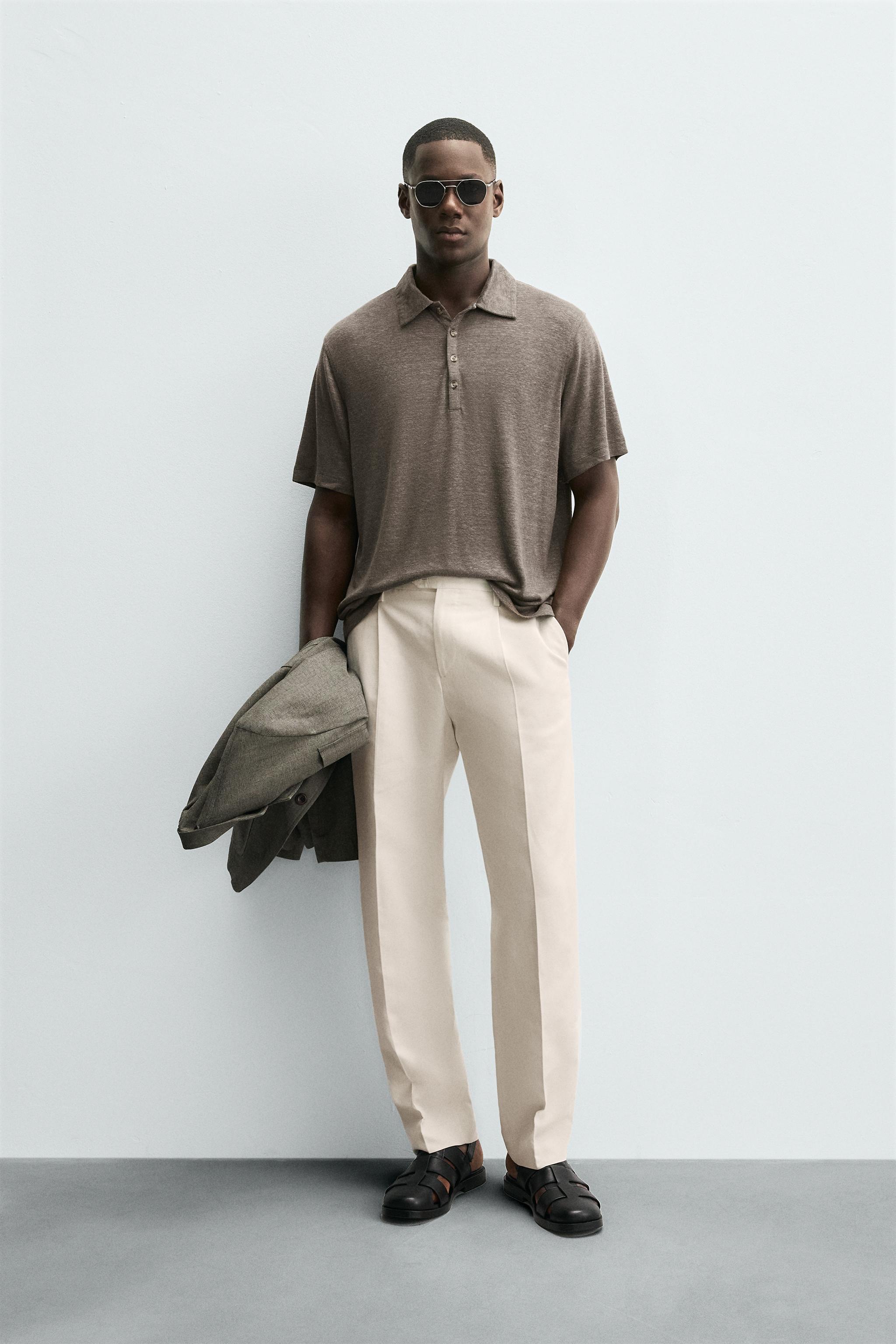 REGULAR FIT PLEATED PANTS