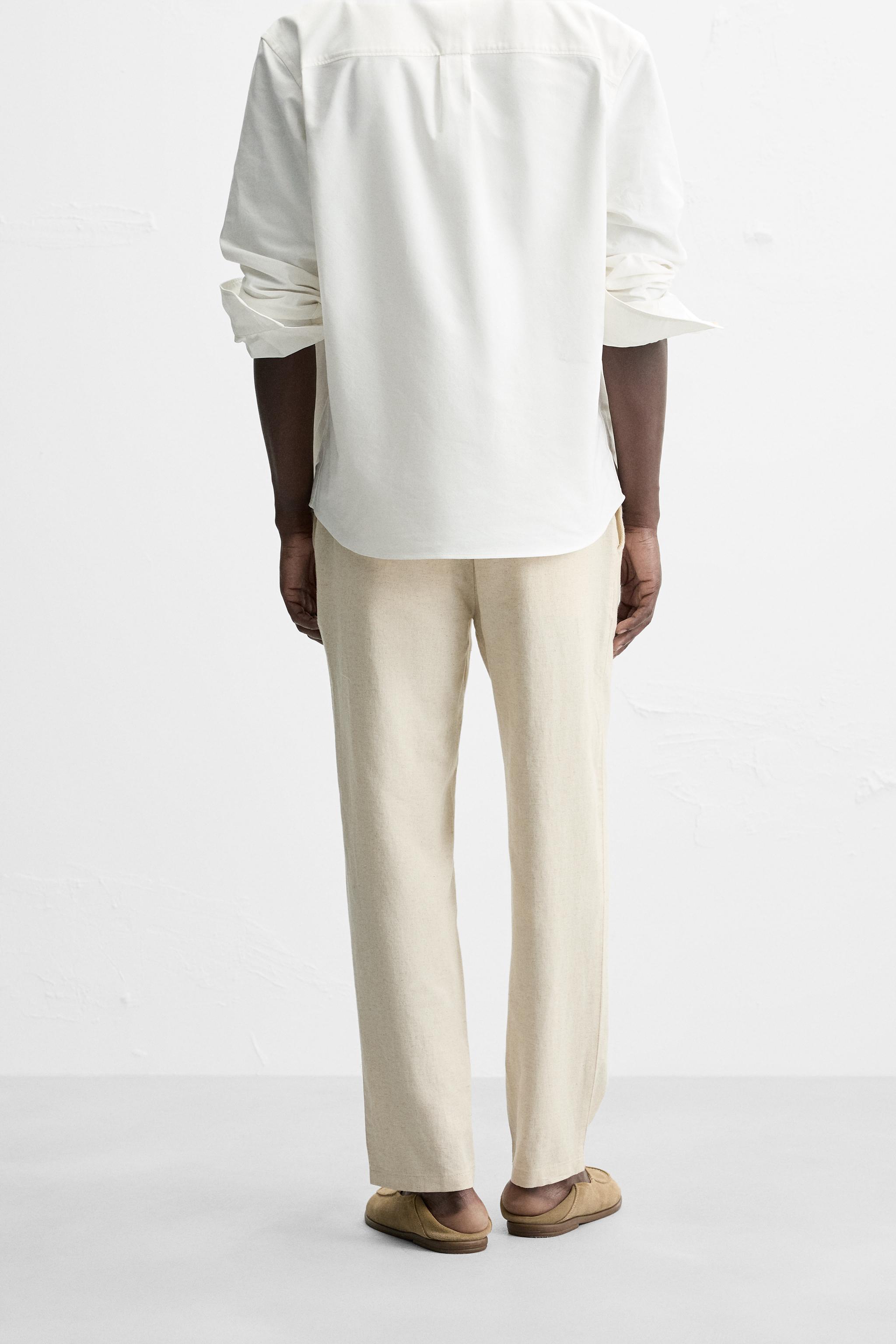 RELAXED FIT COTTON LINEN PANTS