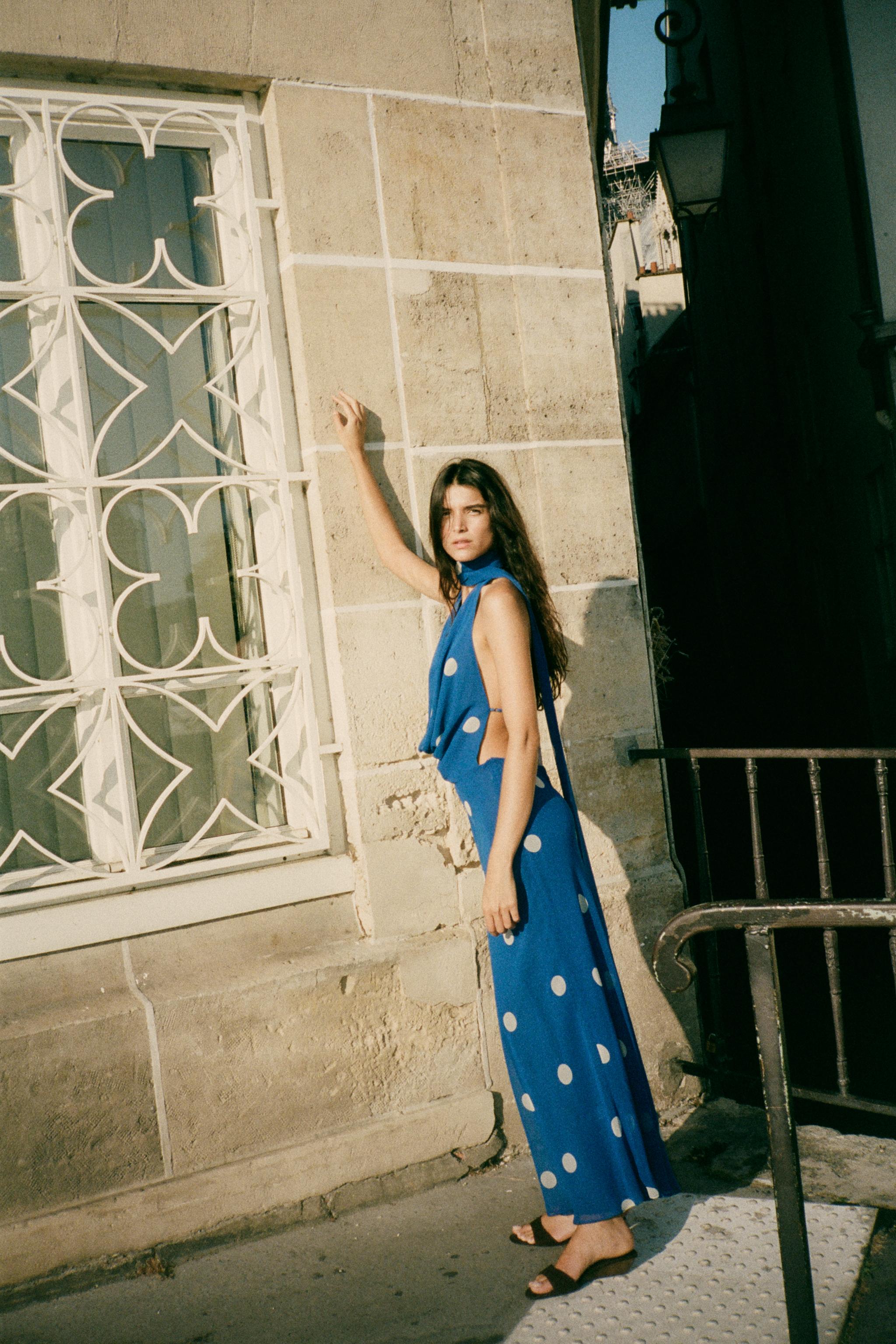 PRINTED POLKA DOT MIDI DRESS