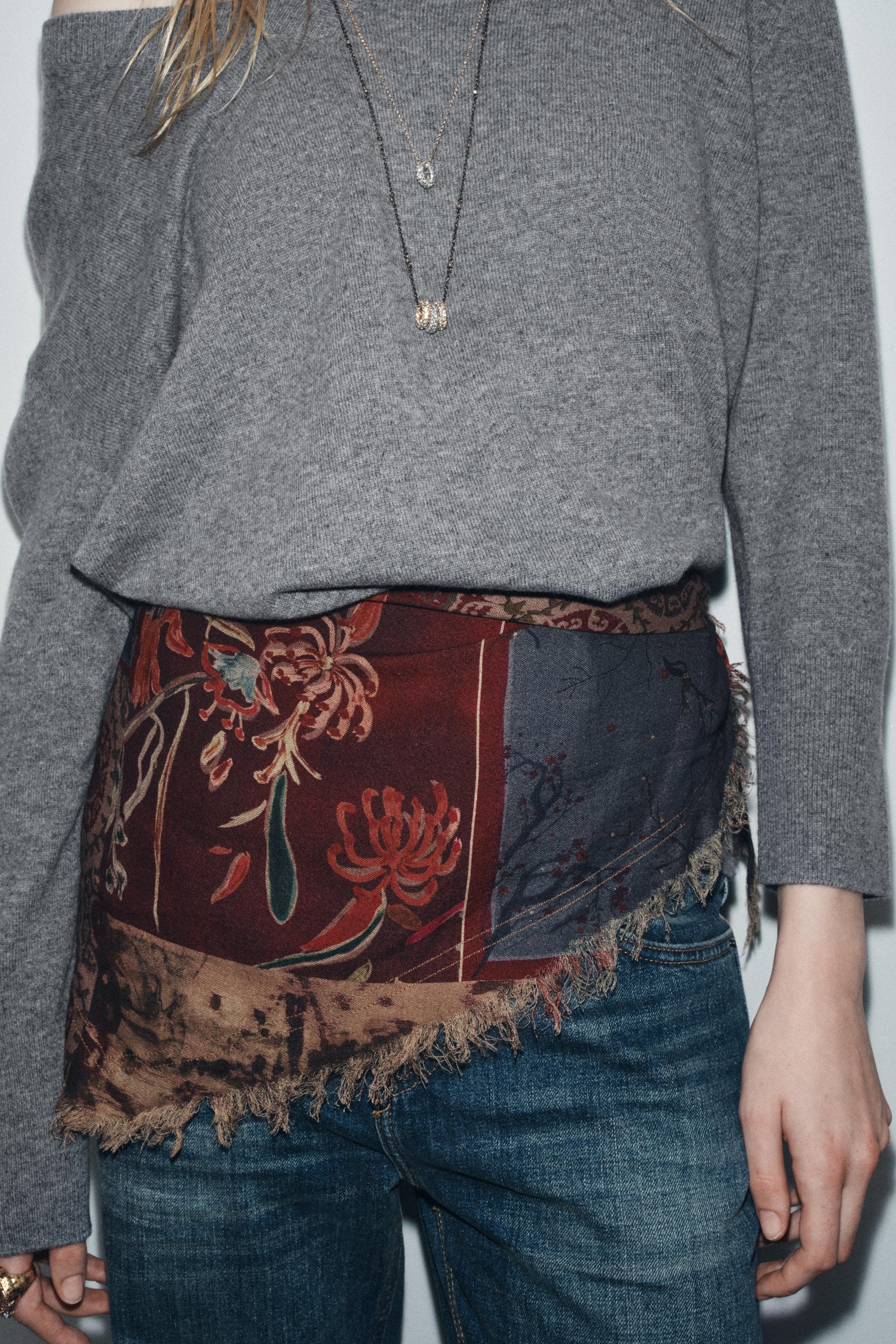 PRINTED FRINGED BANDANA