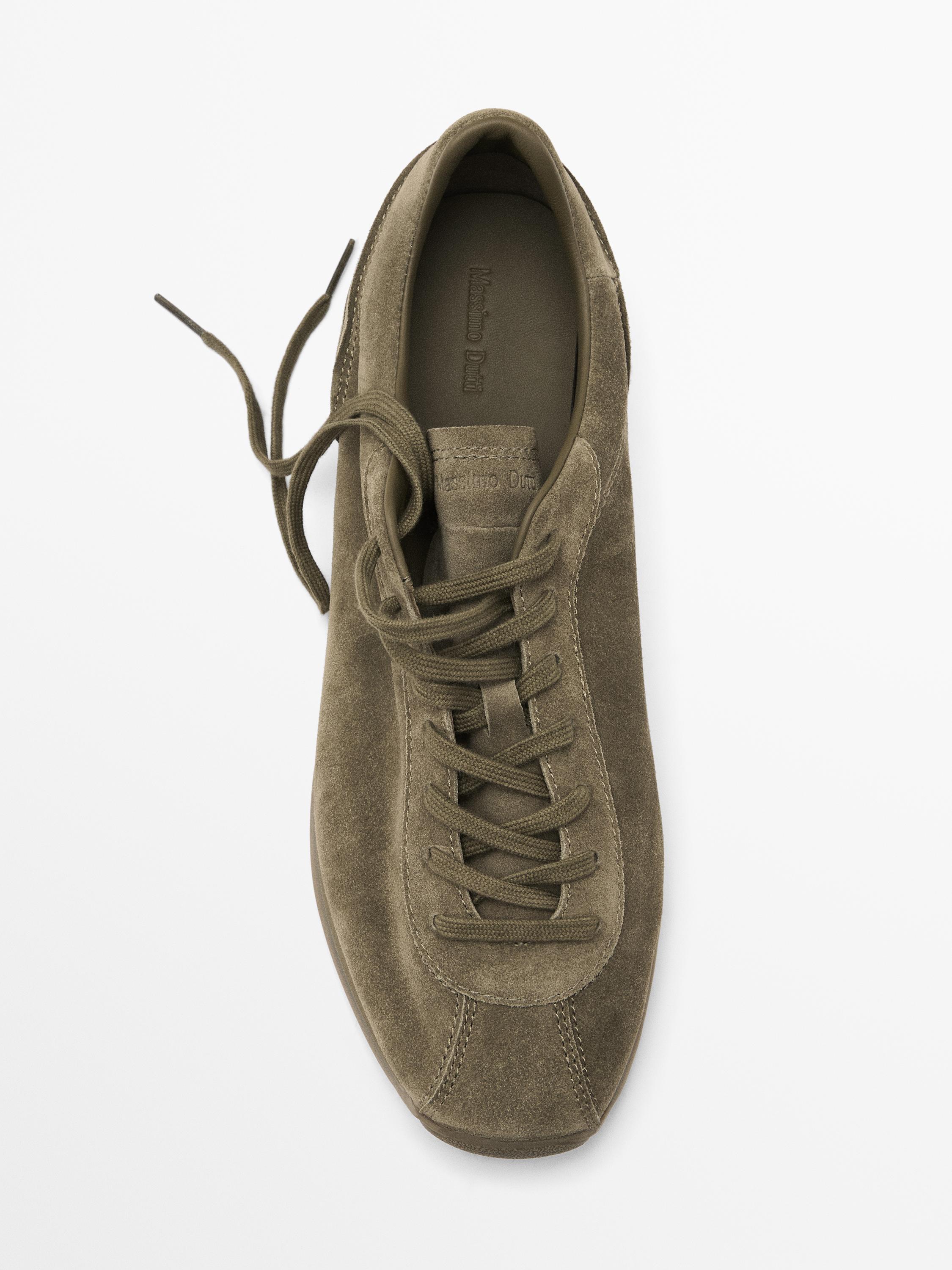 Split suede trainers