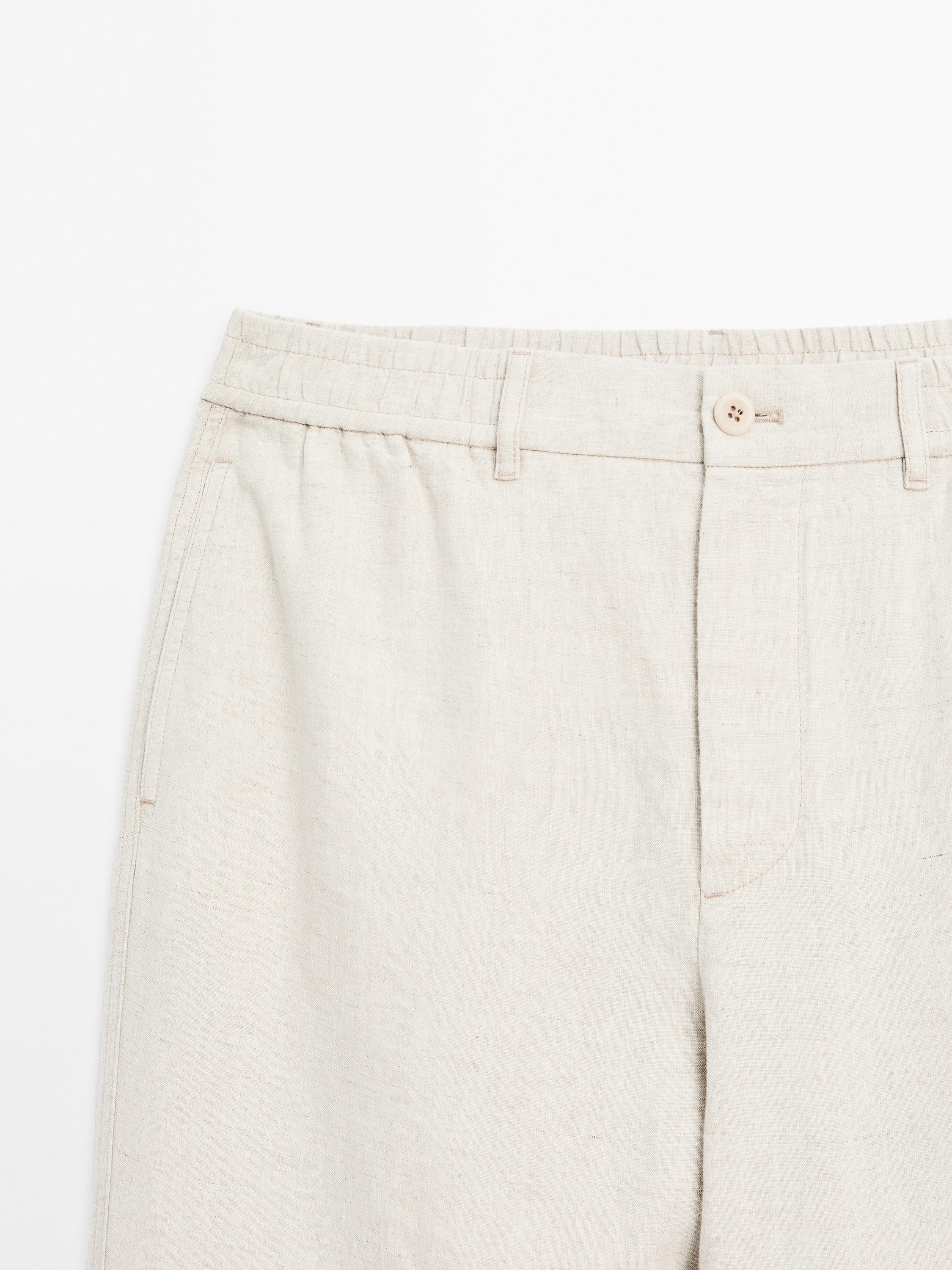 100% linen jogger fit trousers