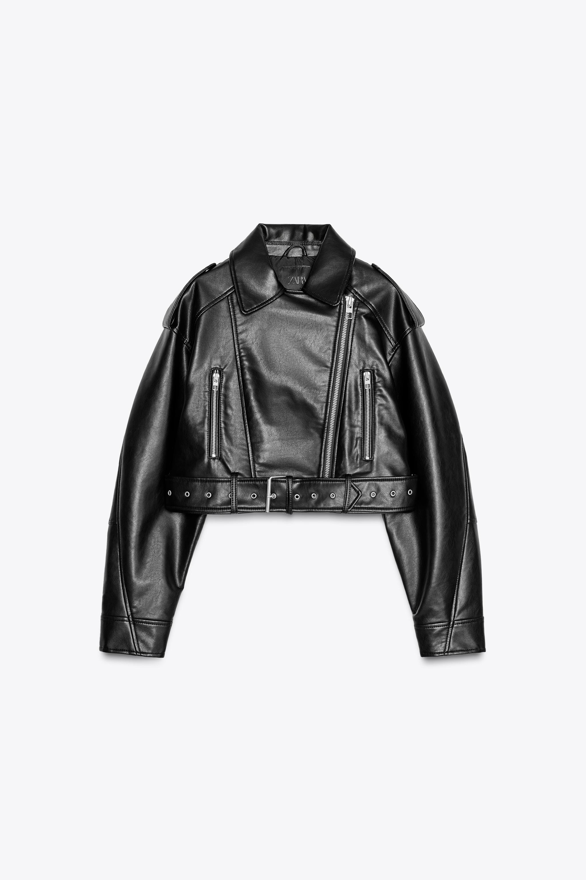 FAUX LEATHER CROP BIKER JACKET