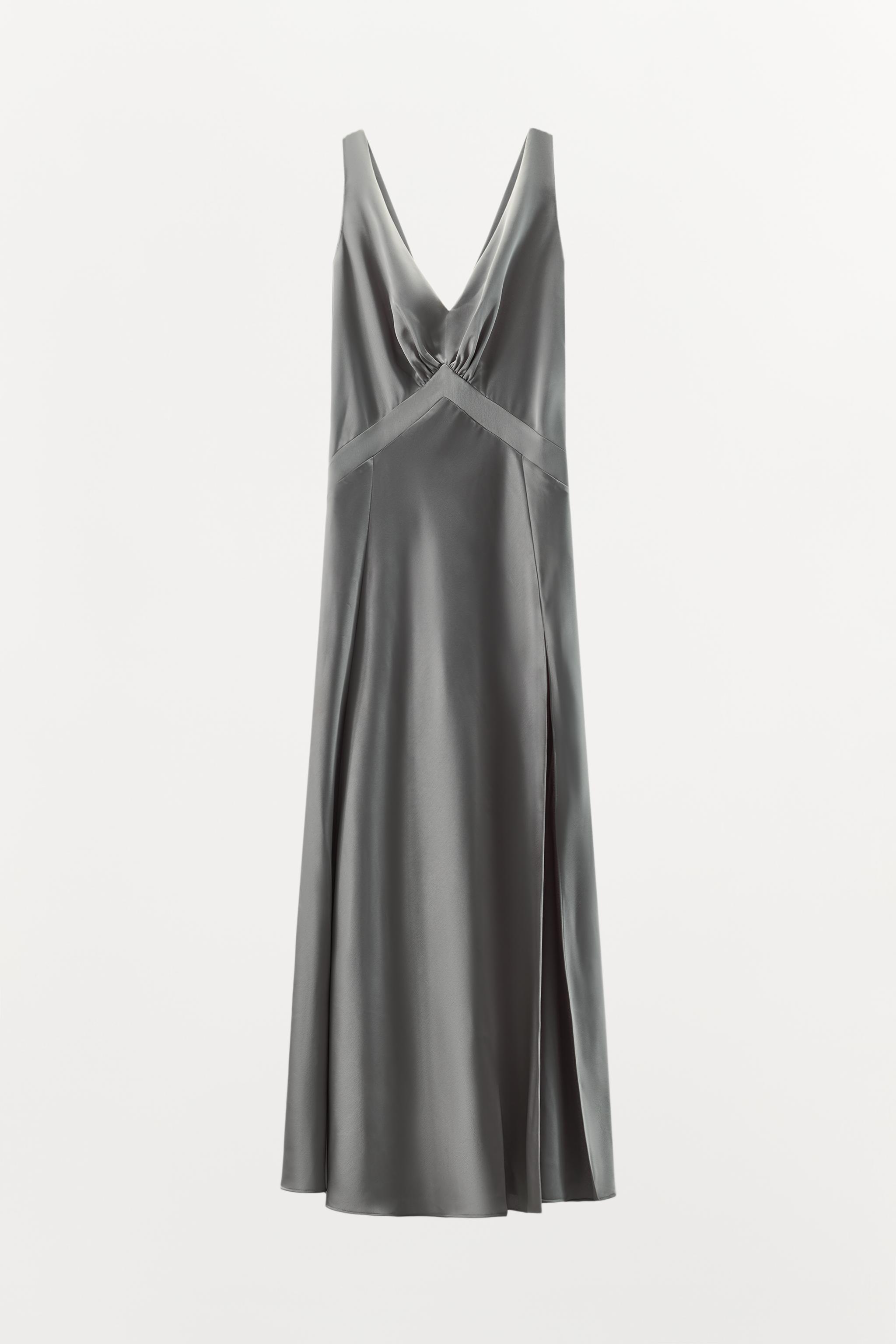 LONG SATIN EFFECT DRESS