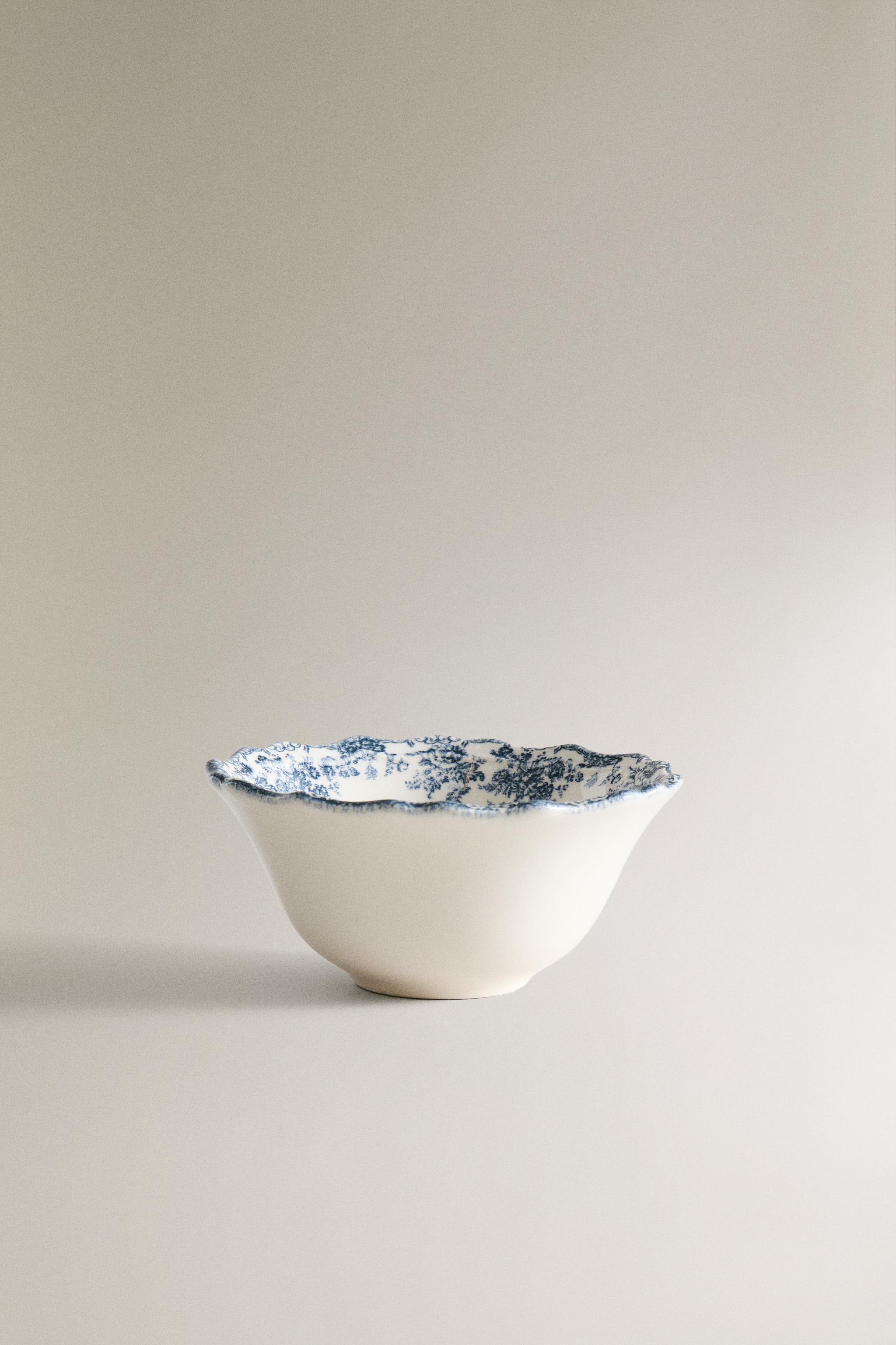 FLORAL EARTHENWARE SNACK BOWL