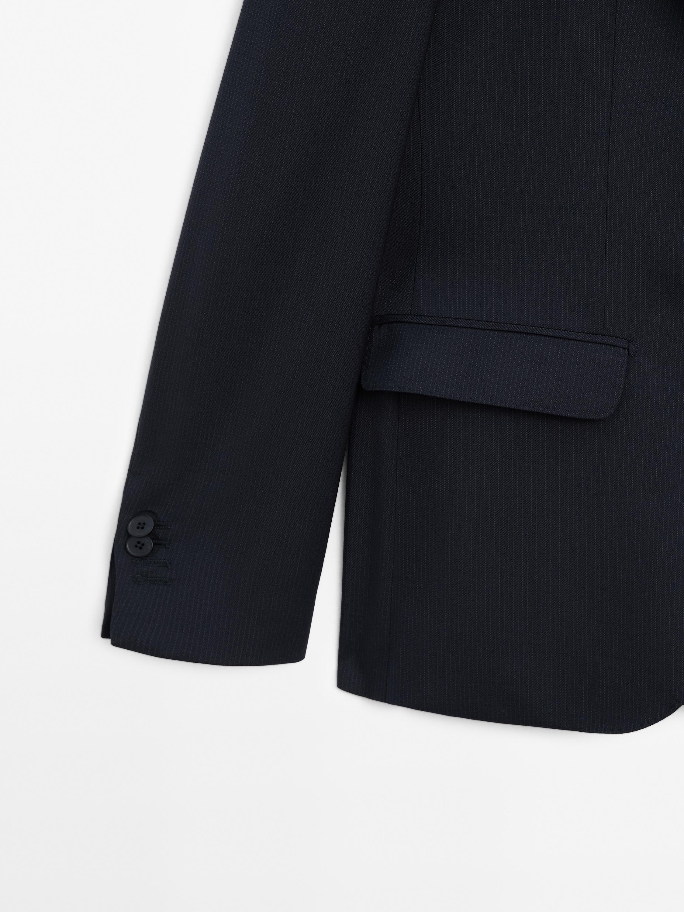 Pinstripe wool suit blazer