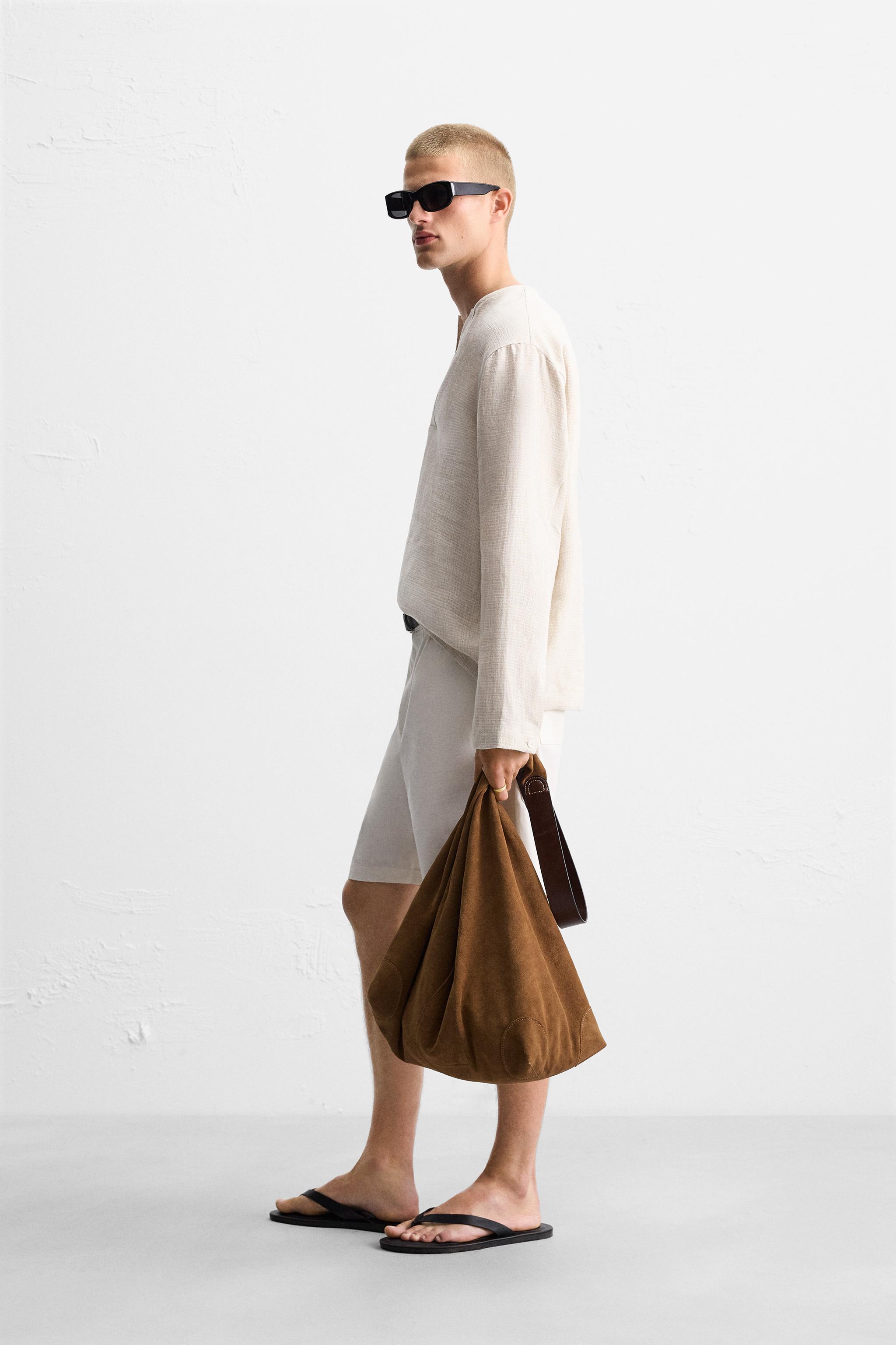 TEXTURED LINEN BLEND POLO SHIRT