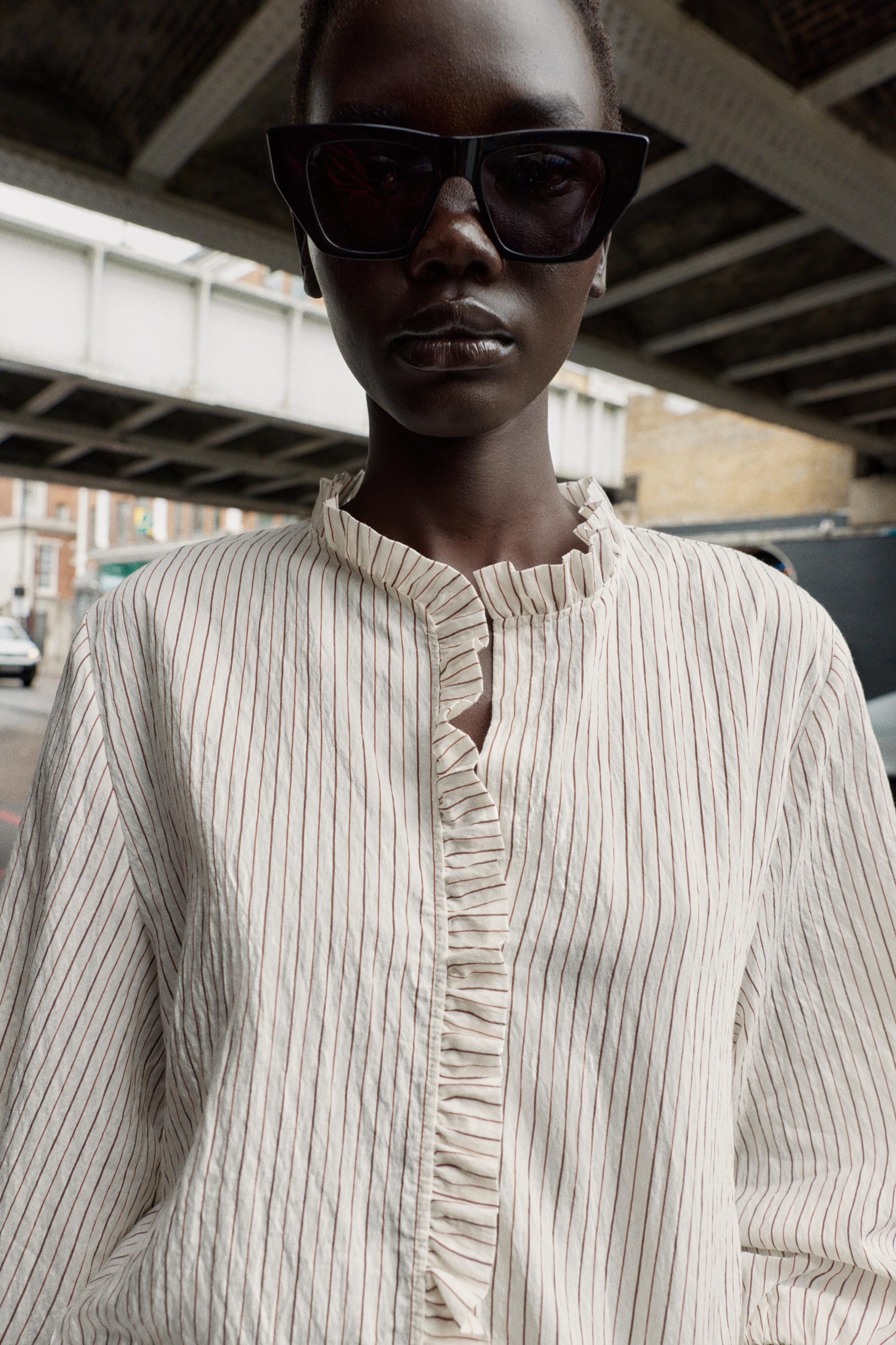RUFFLED STRIPED SHIRT