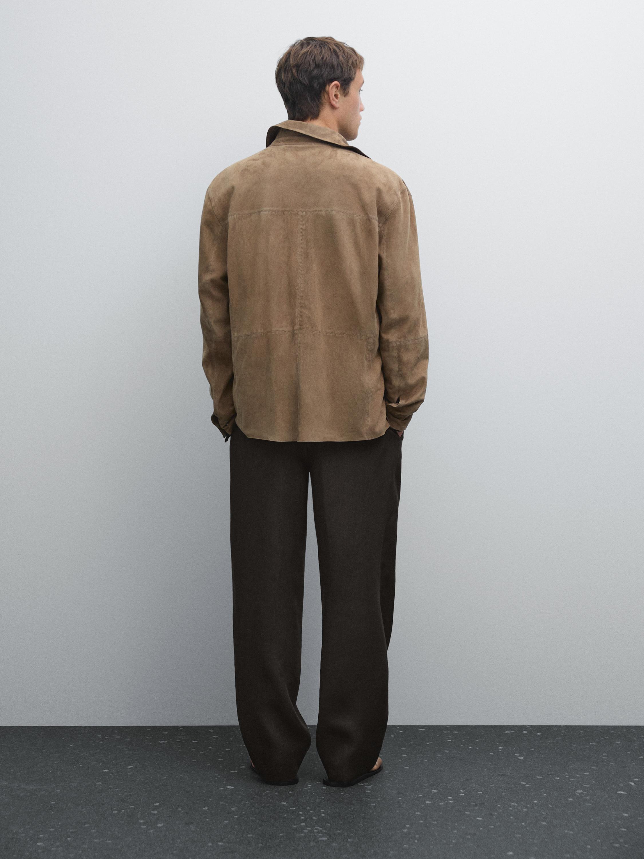 Suede leather overshirt