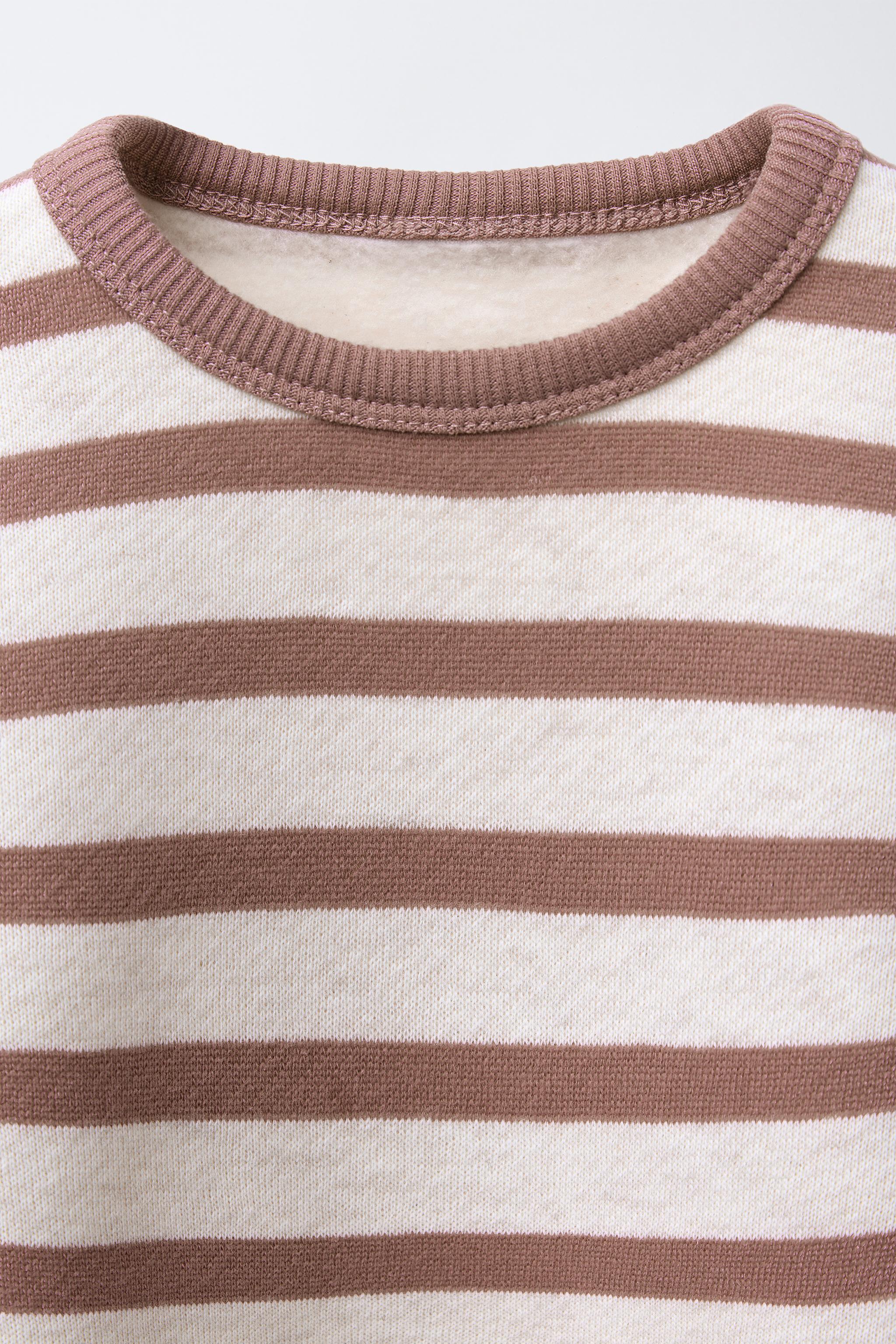 STRIPED SWEATSHIRT AND SOFT RIBBED LEGGINGS SET