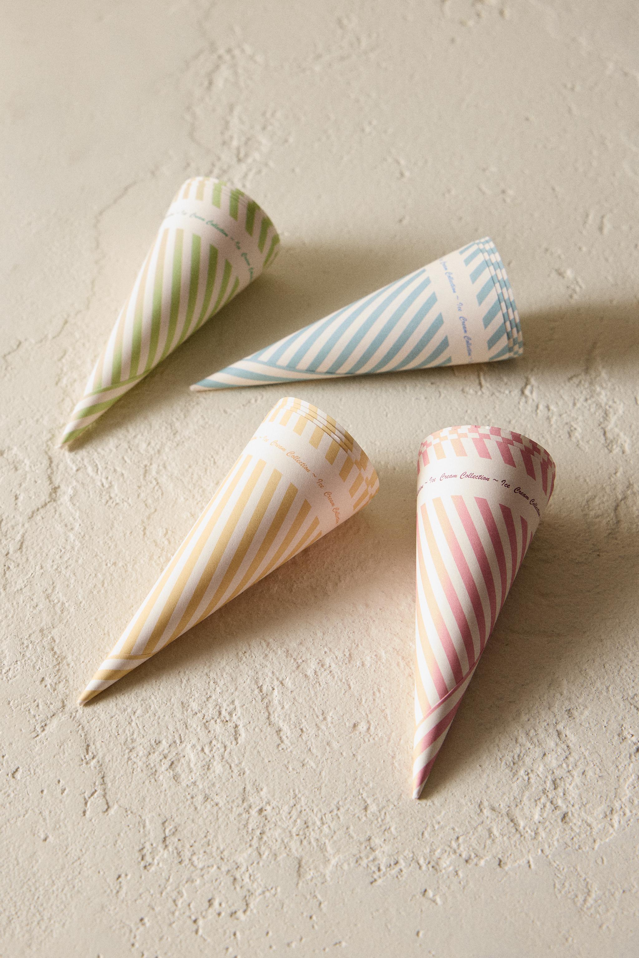 SET OF STRIPED ICE CREAM CONES (SET OF 16)