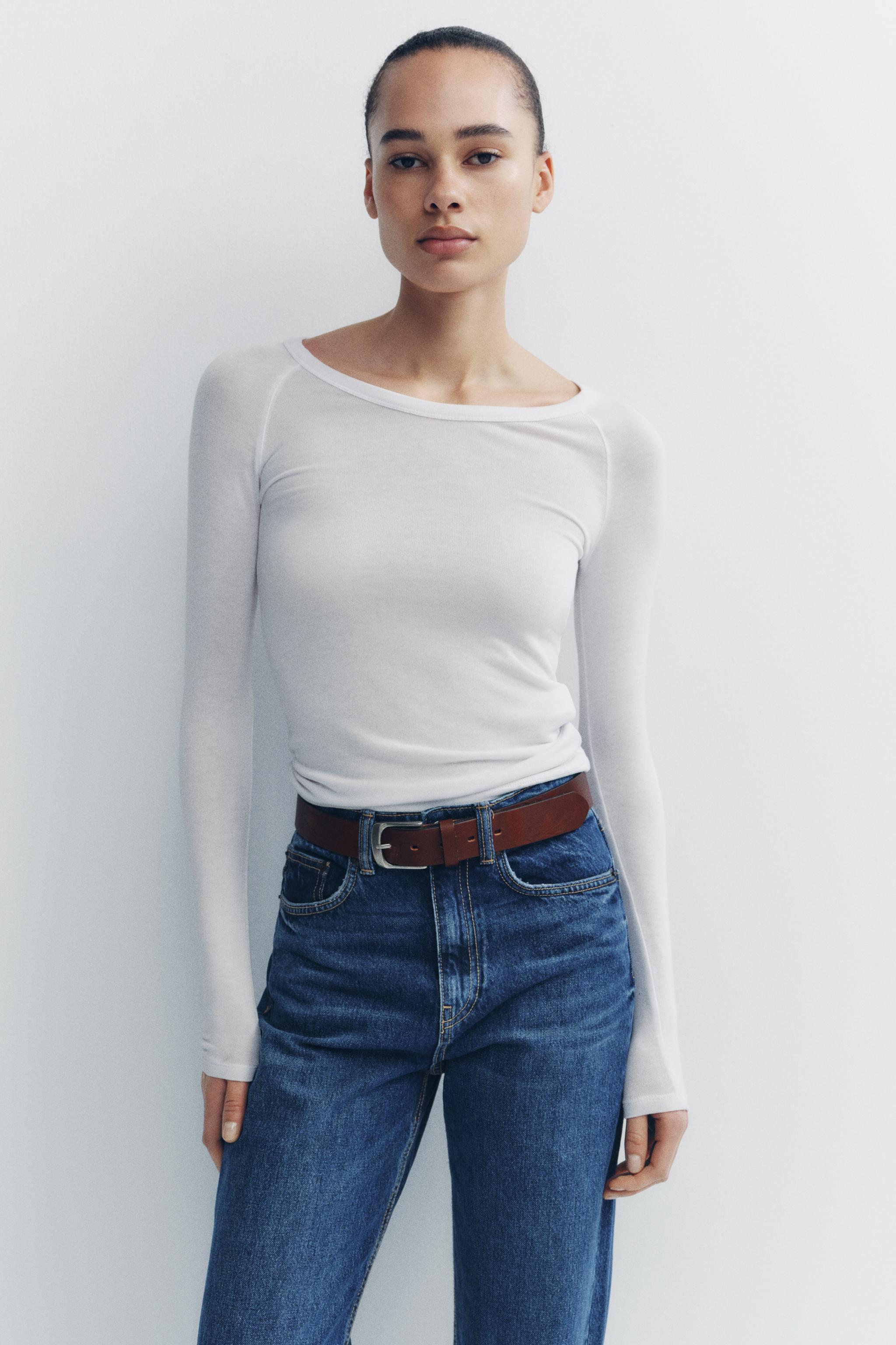 HIGH-WAISTED TRF MOM FIT JEANS