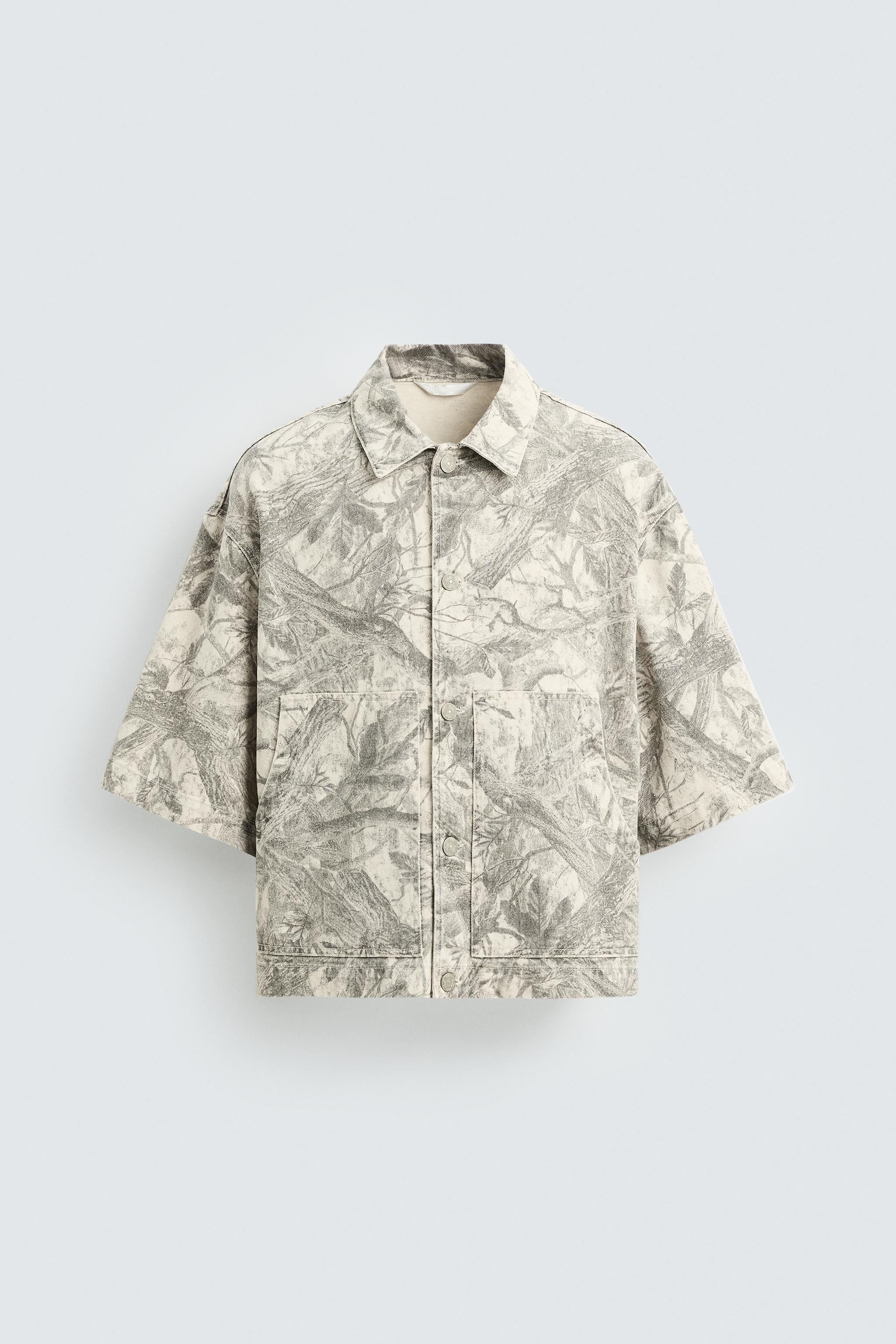 WASHED ABSTRACT PRINT OVERSHIRT