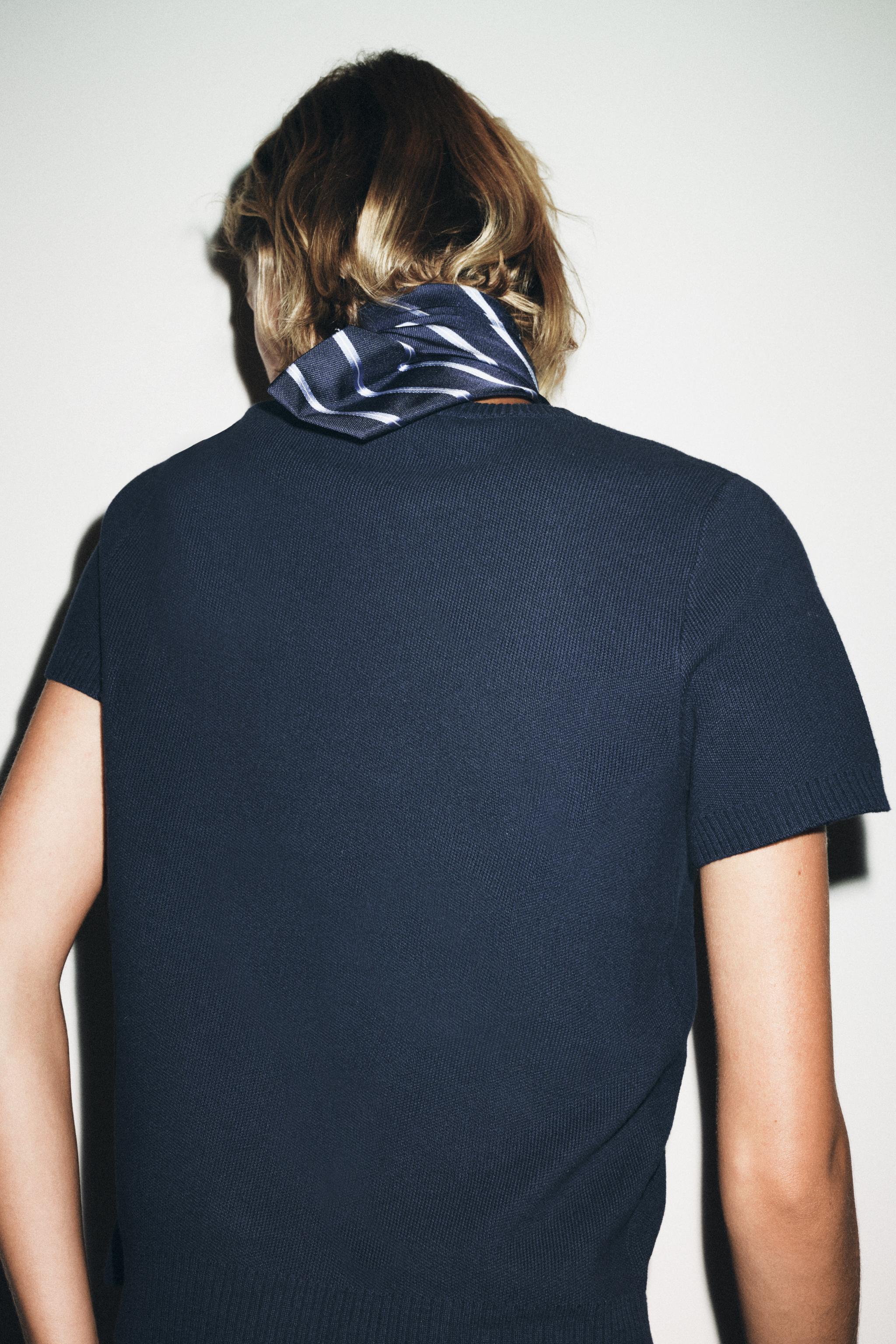 SHORT SLEEVE BASIC KNIT TOP