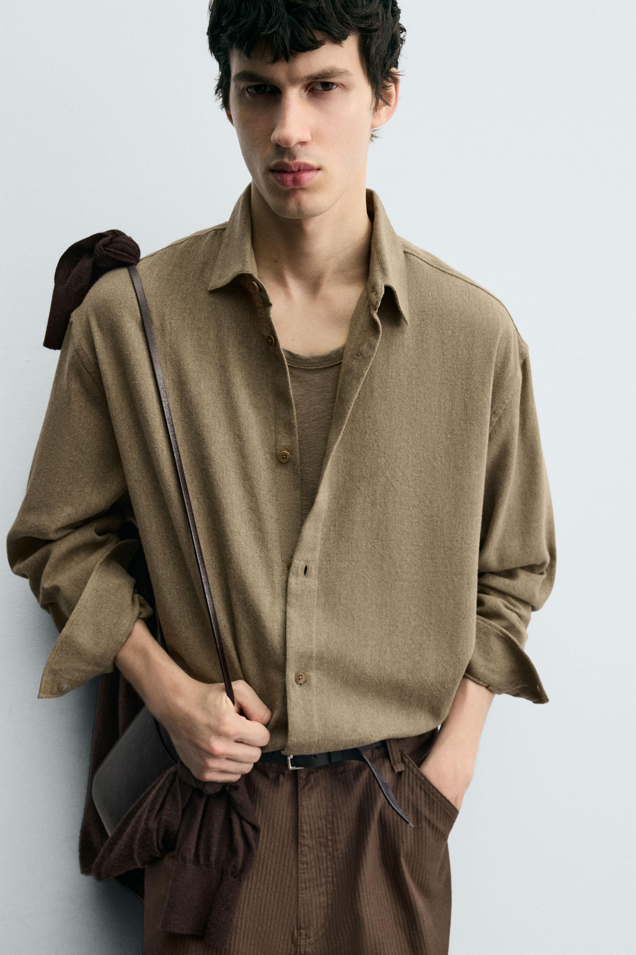 TEXTURED COTTON BLEND SHIRT