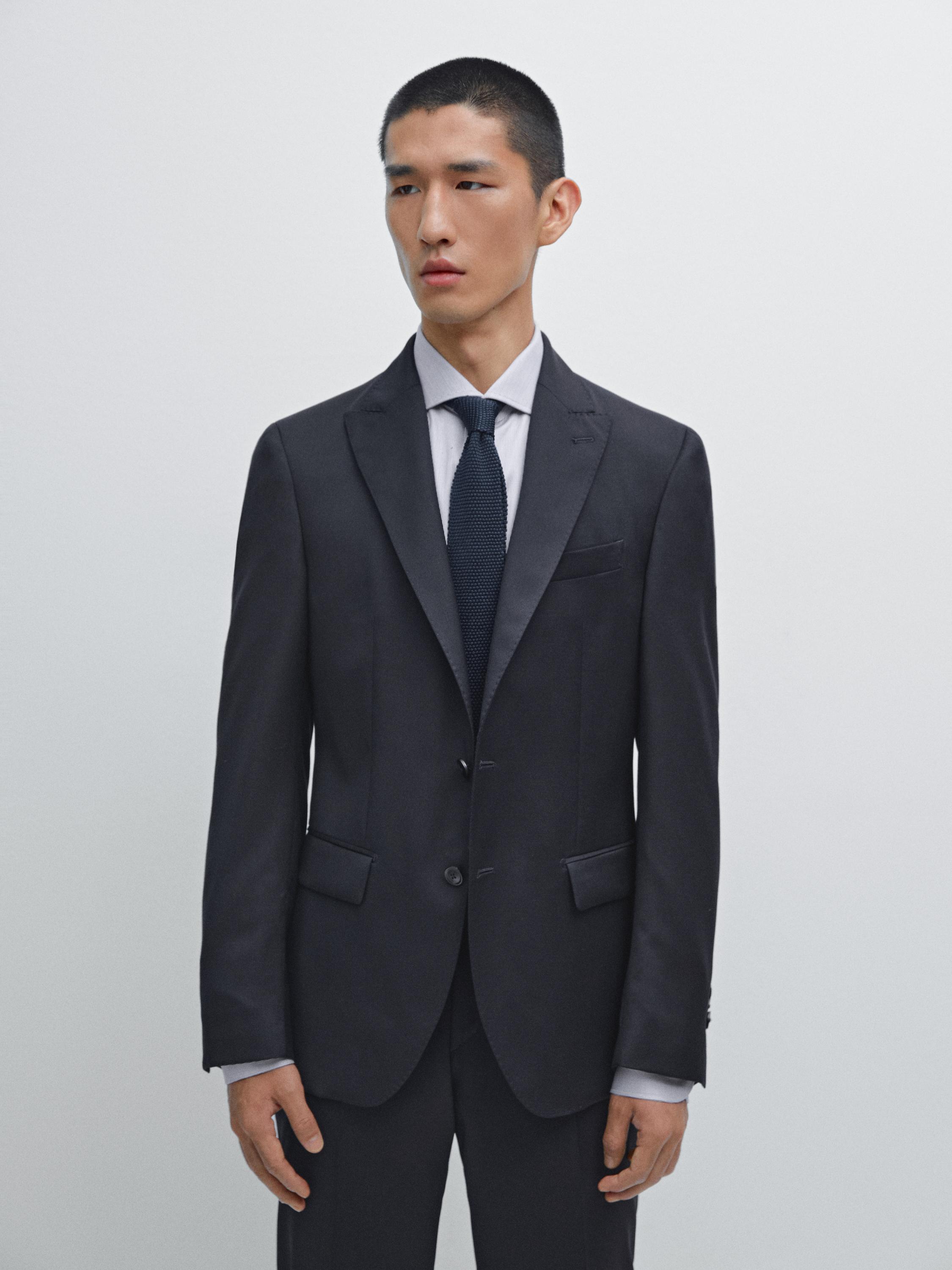 Plain 100% wool suit blazer