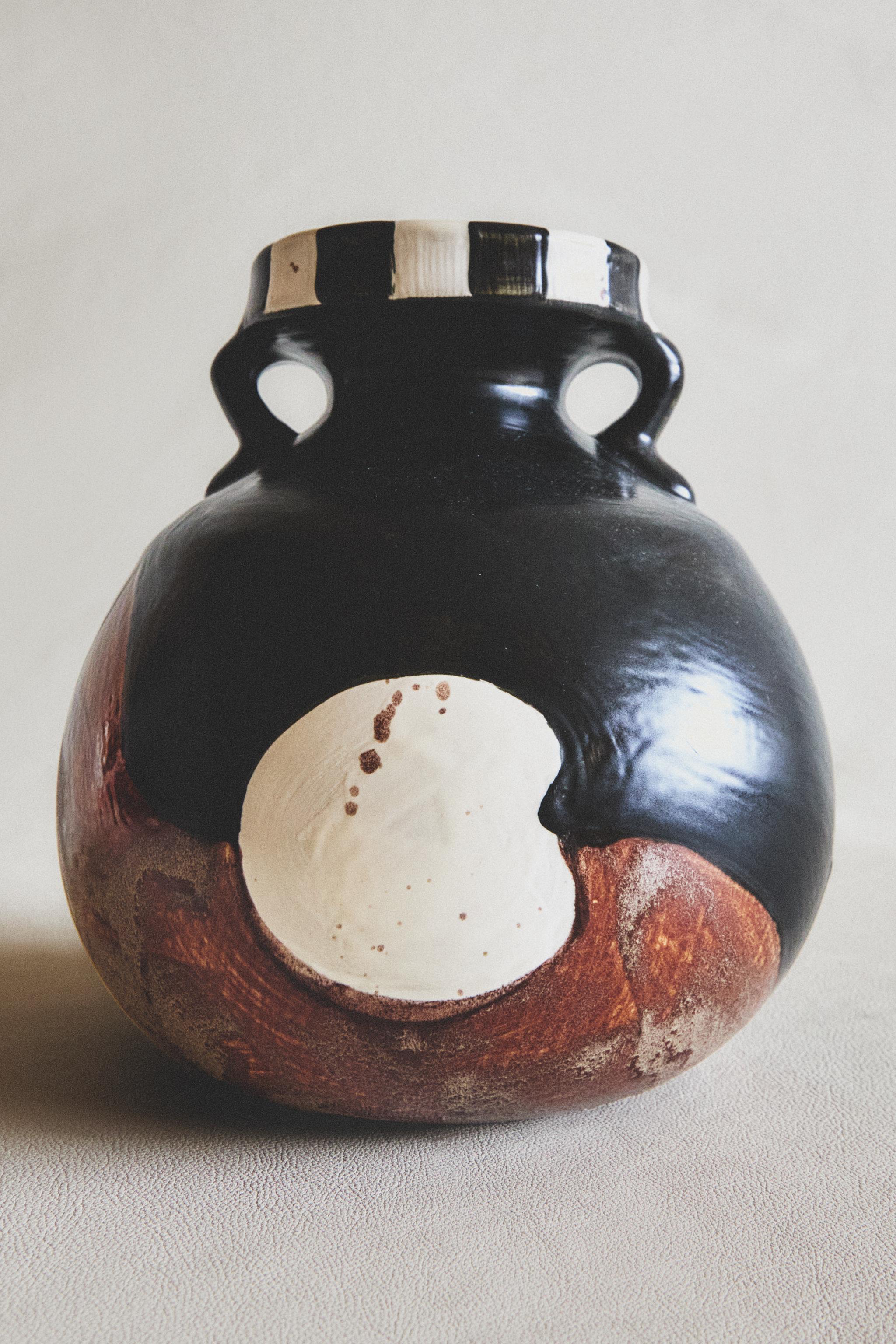 PAINTED STONEWARE VASE