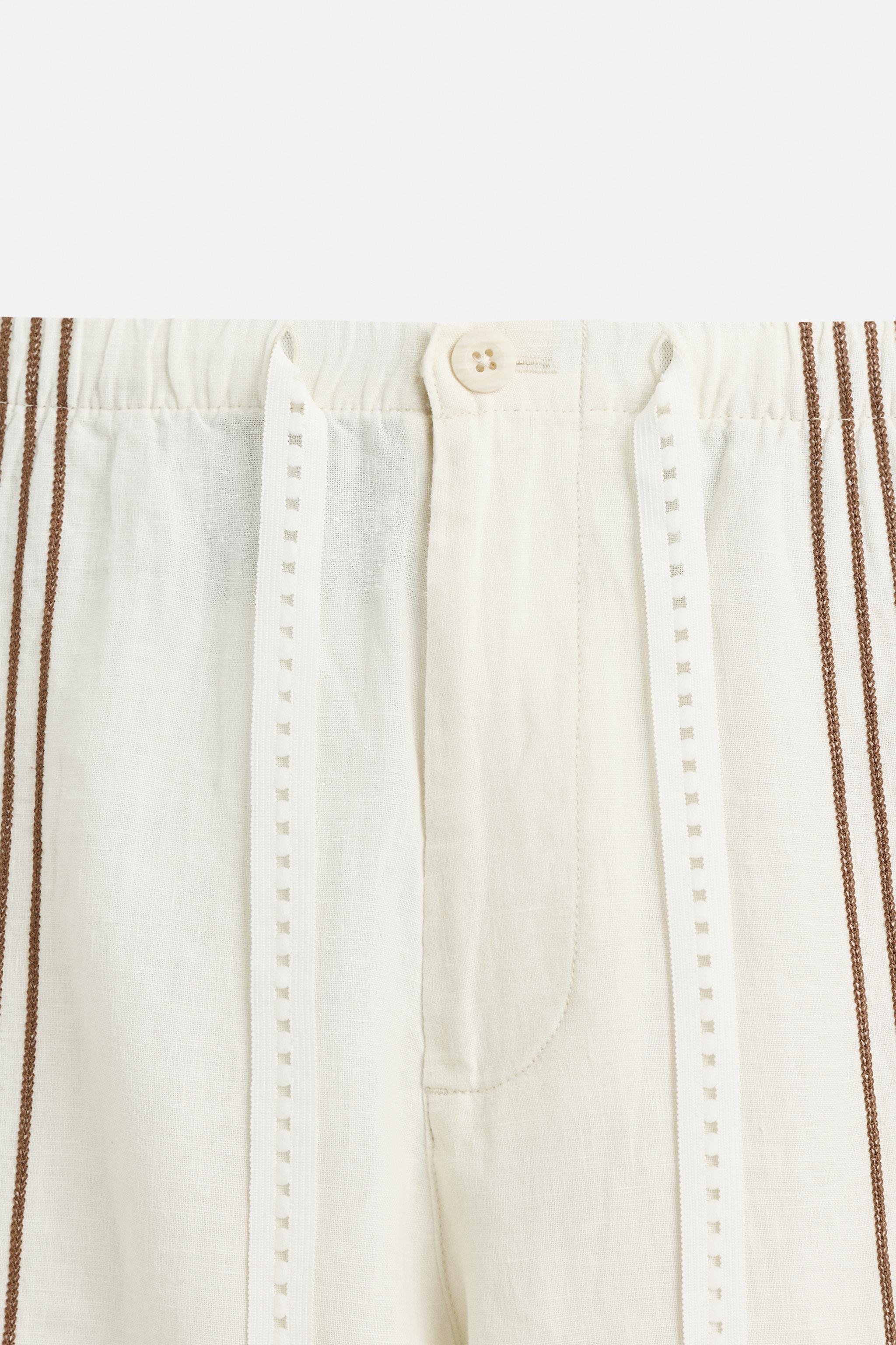 100% LINEN EMBROIDERED PANTS