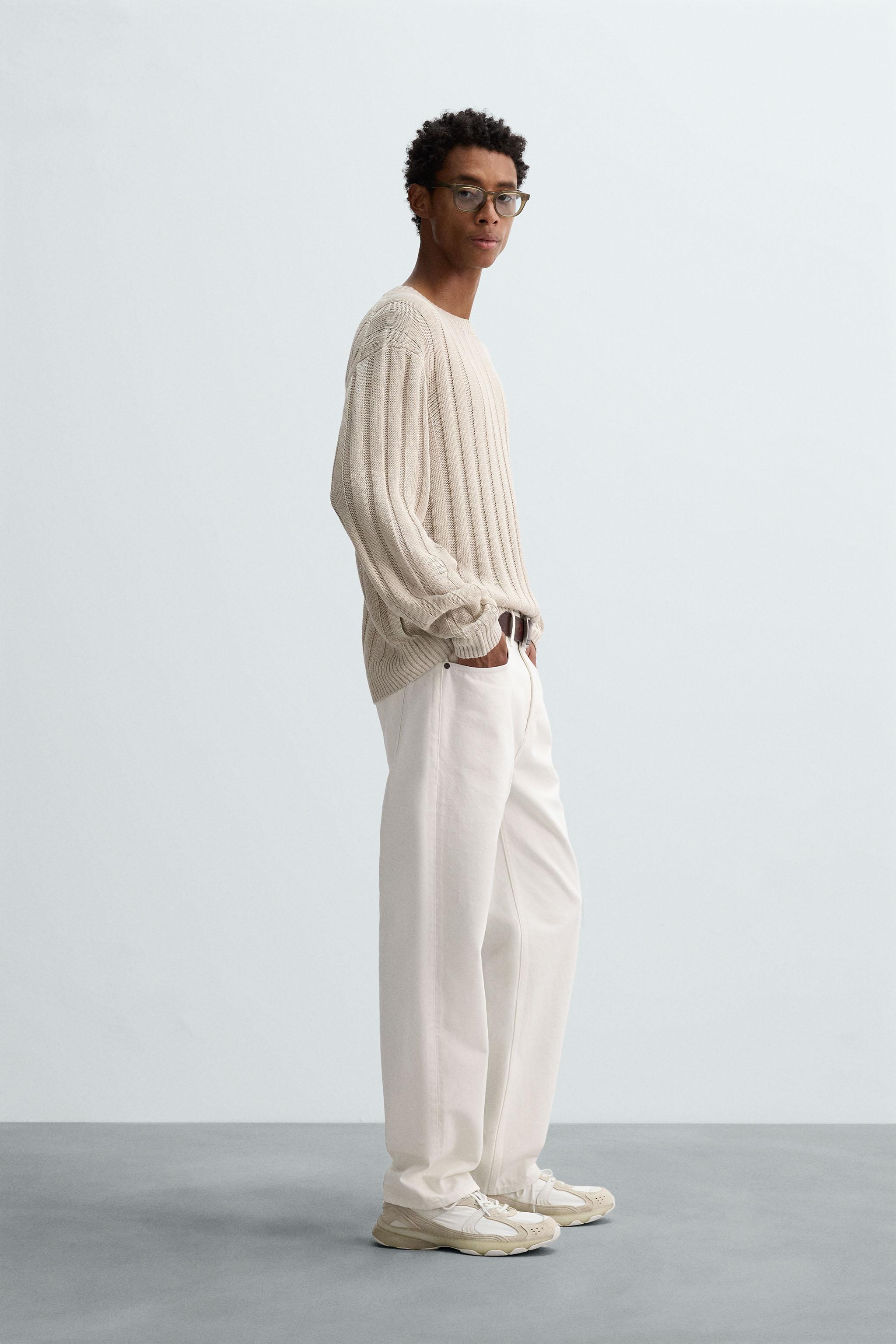 100% LINEN RIBBED SWEATER