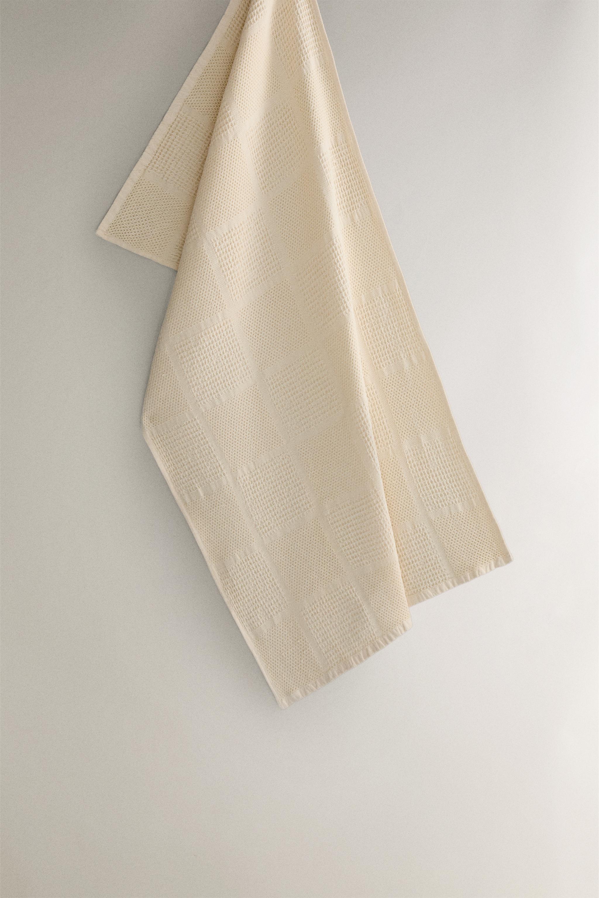 WAFFLE-KNIT COTTON KITCHEN TOWEL