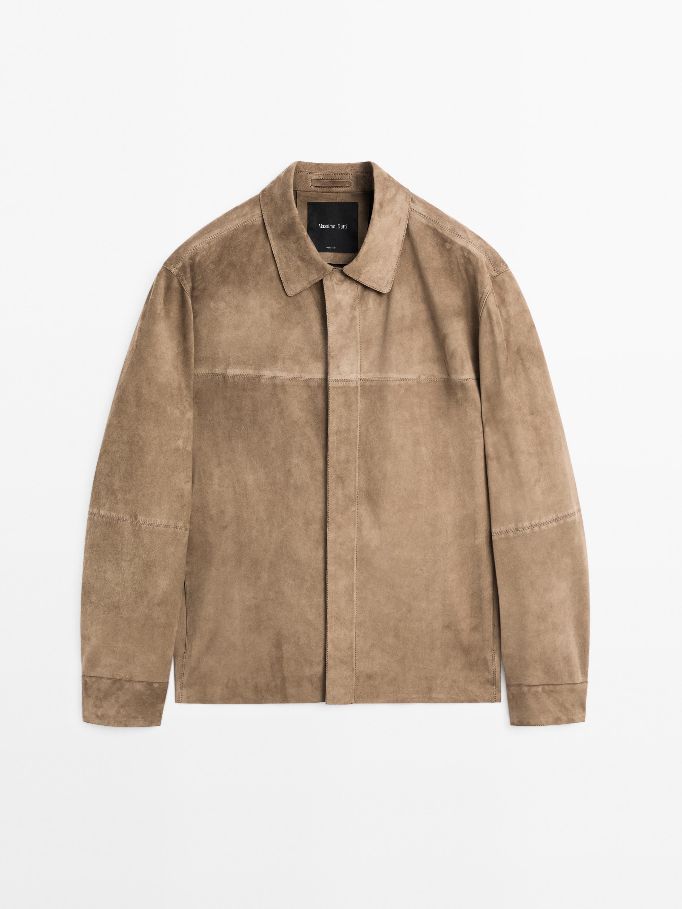 Suede leather overshirt