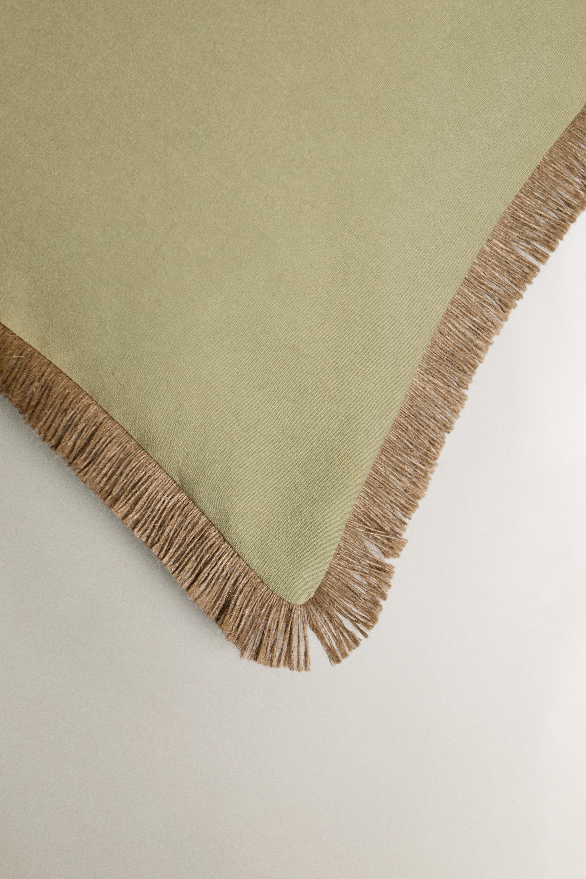 FRINGED JUTE THROW PILLOW COVER