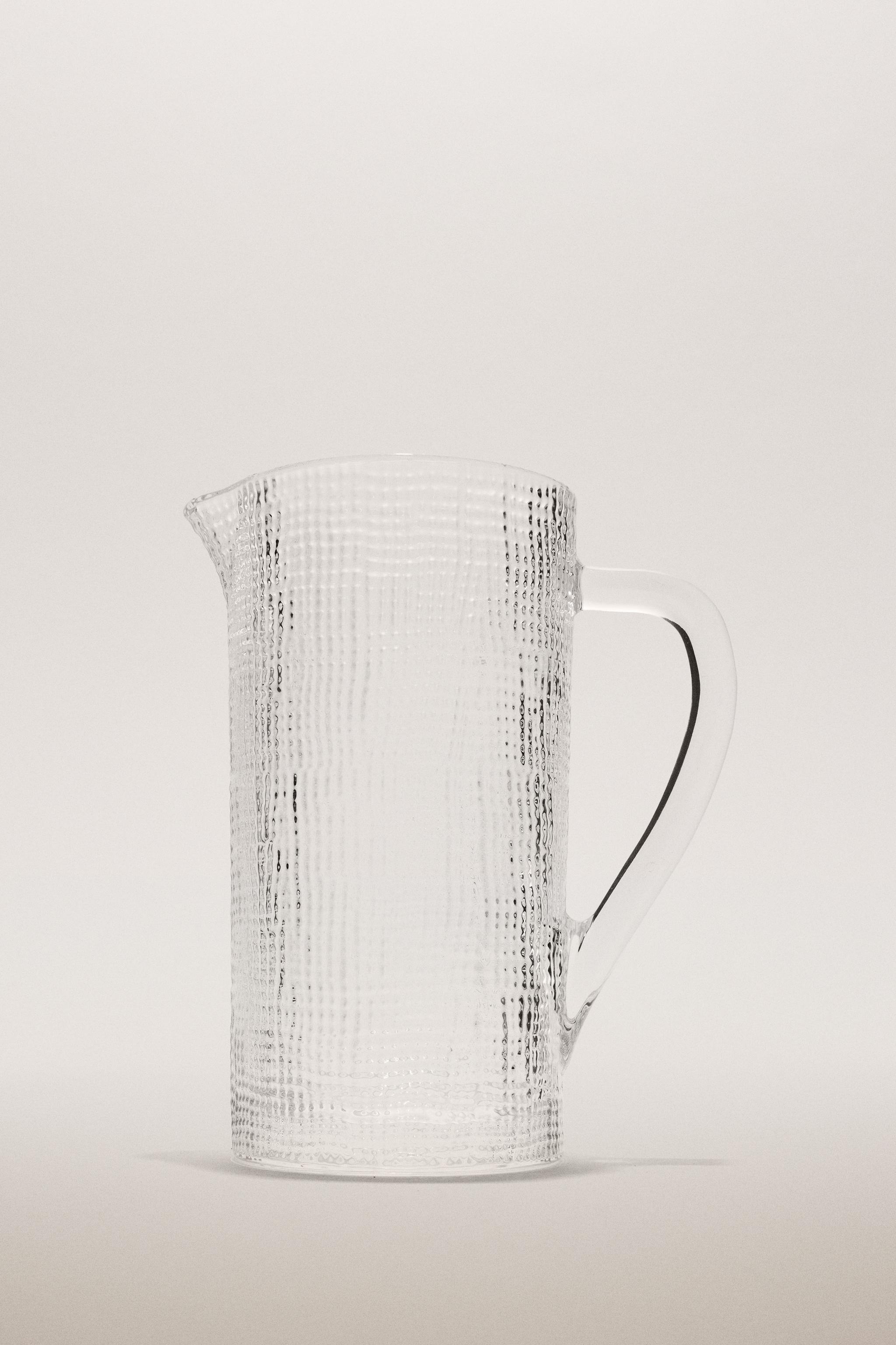 RAISED DESIGN GLASS PITCHER
