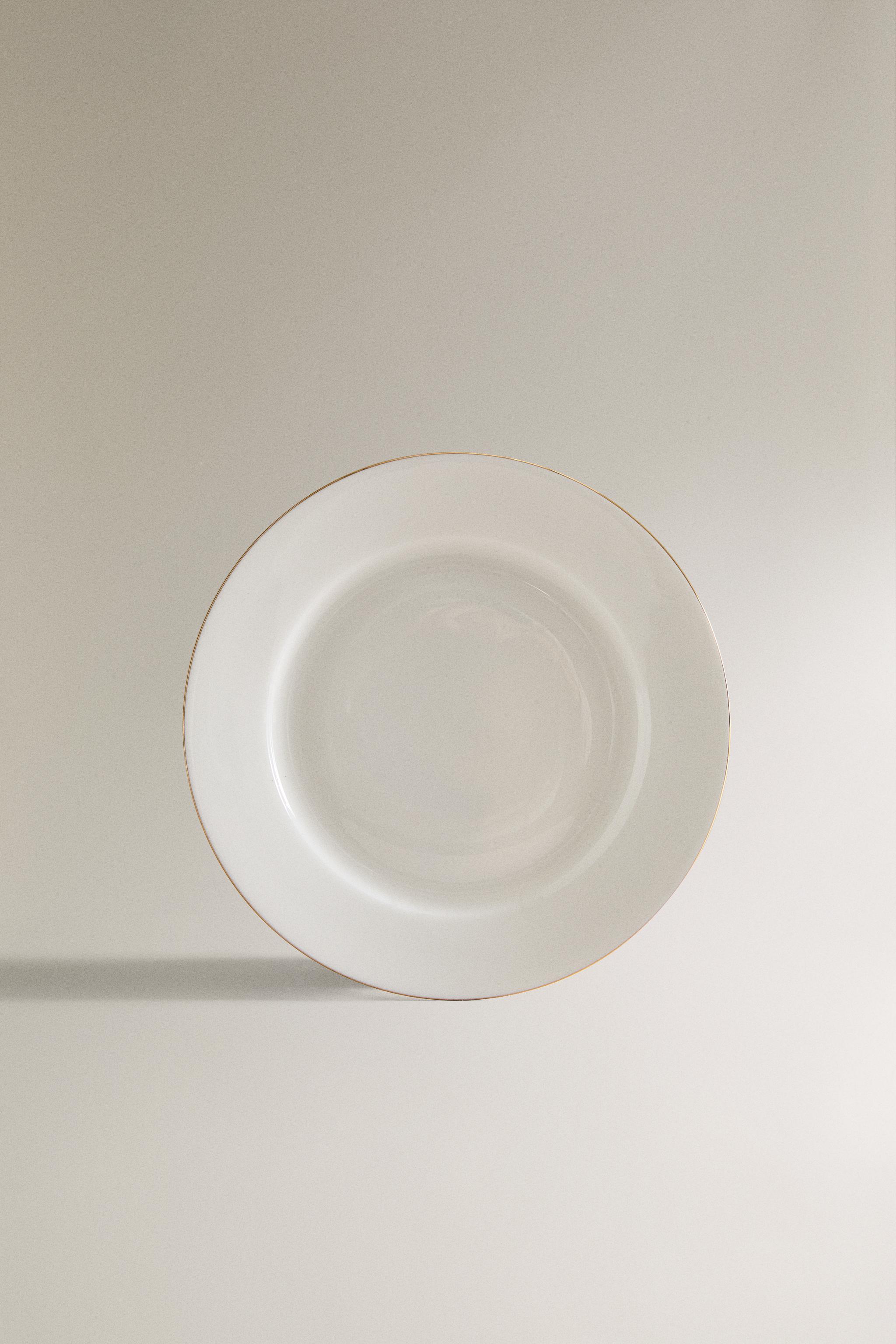 RIMMED BONE CHINA DESSERT PLATE
