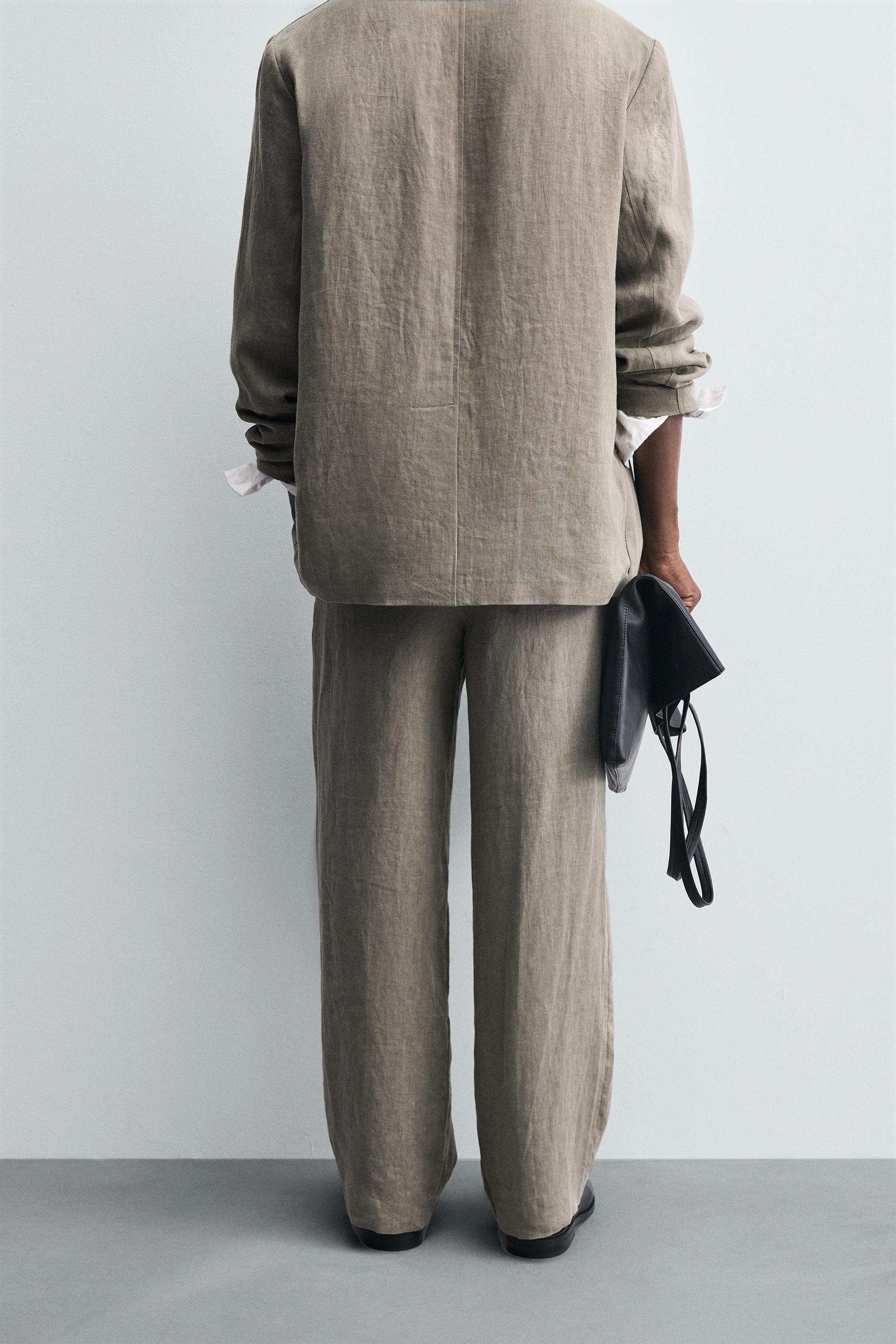 100% WASHED LINEN SUIT PANTS