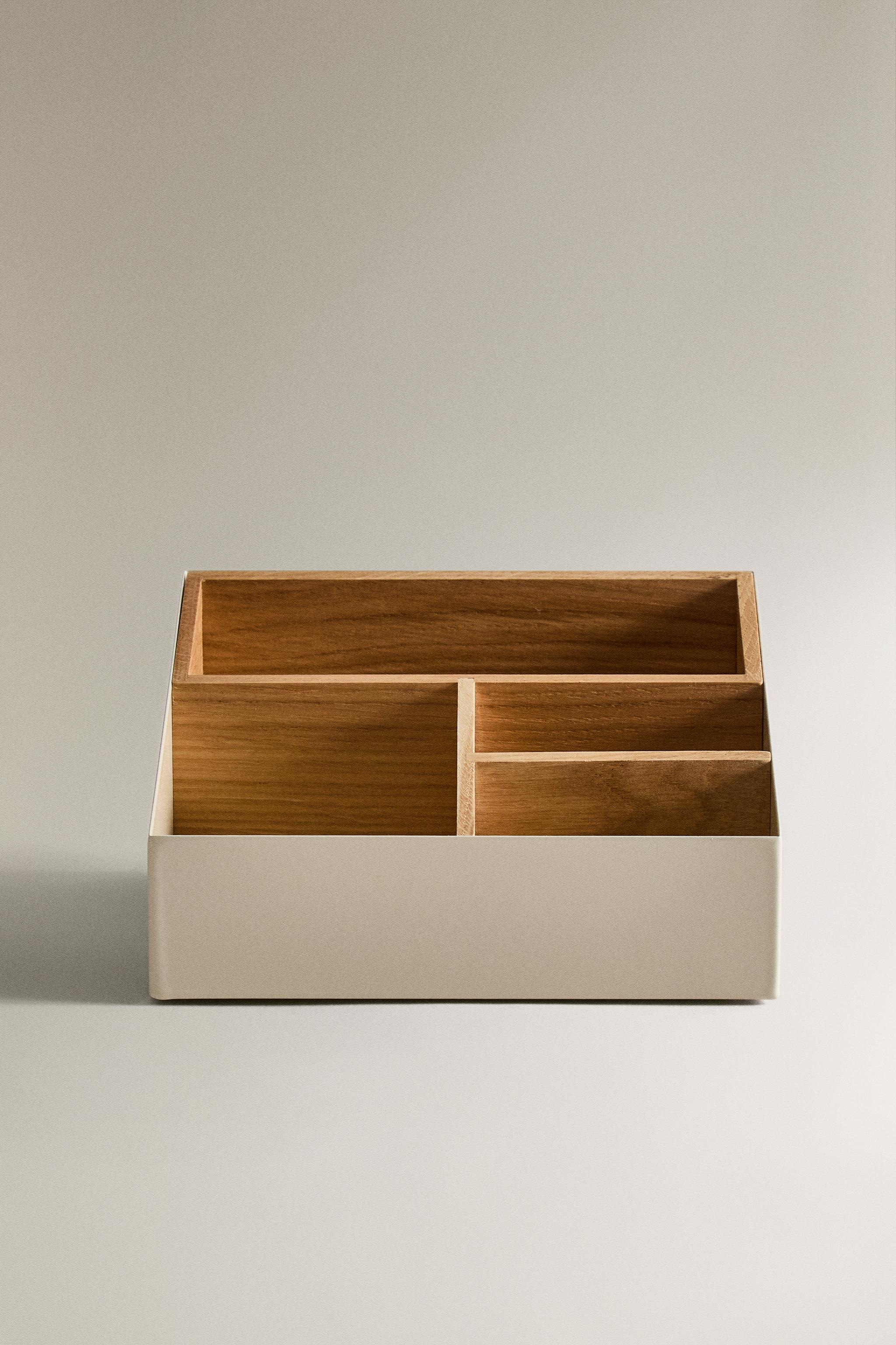 WOOD AND METAL ORGANIZER BOX