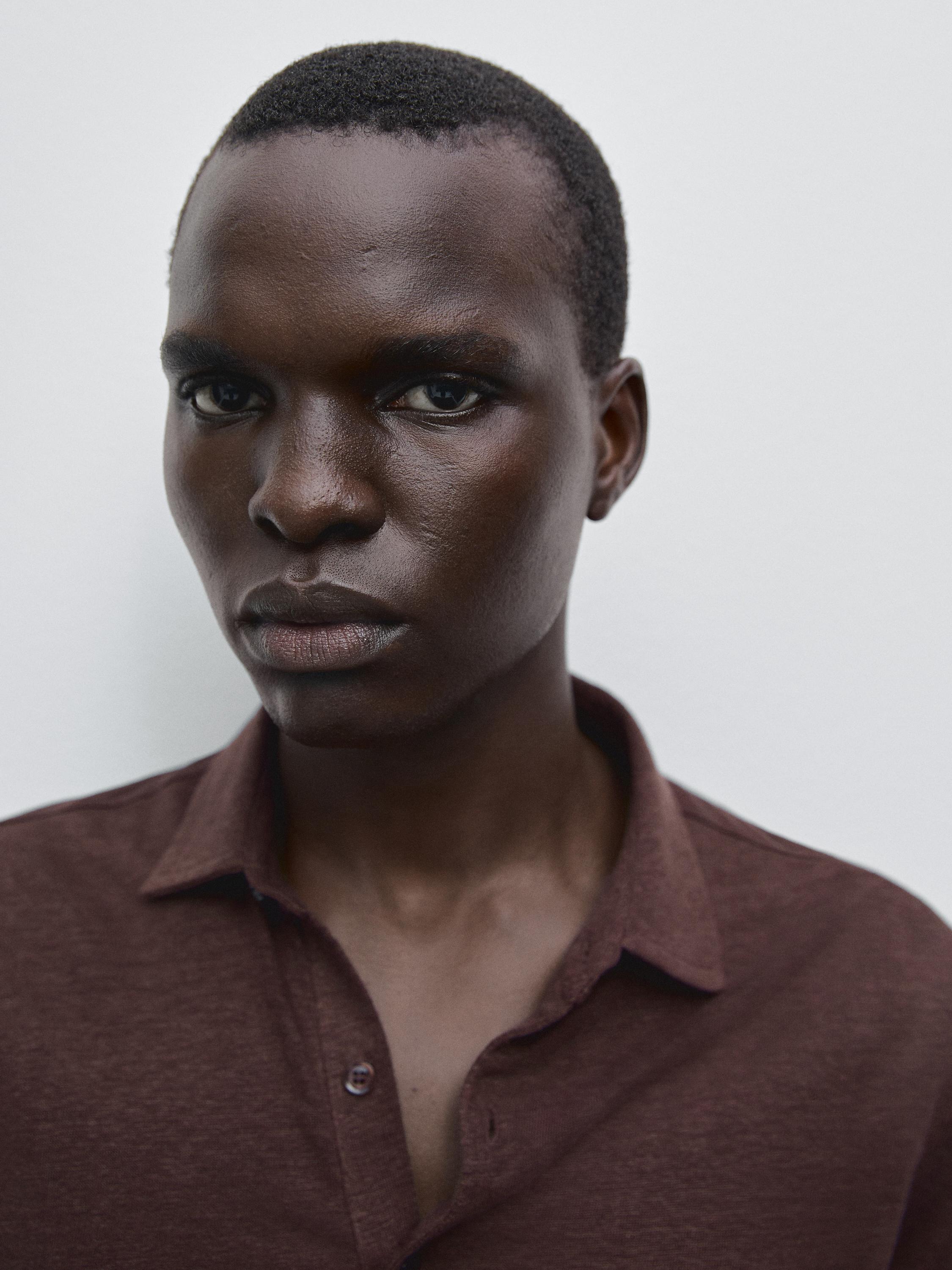 100% linen short sleeve polo shirt