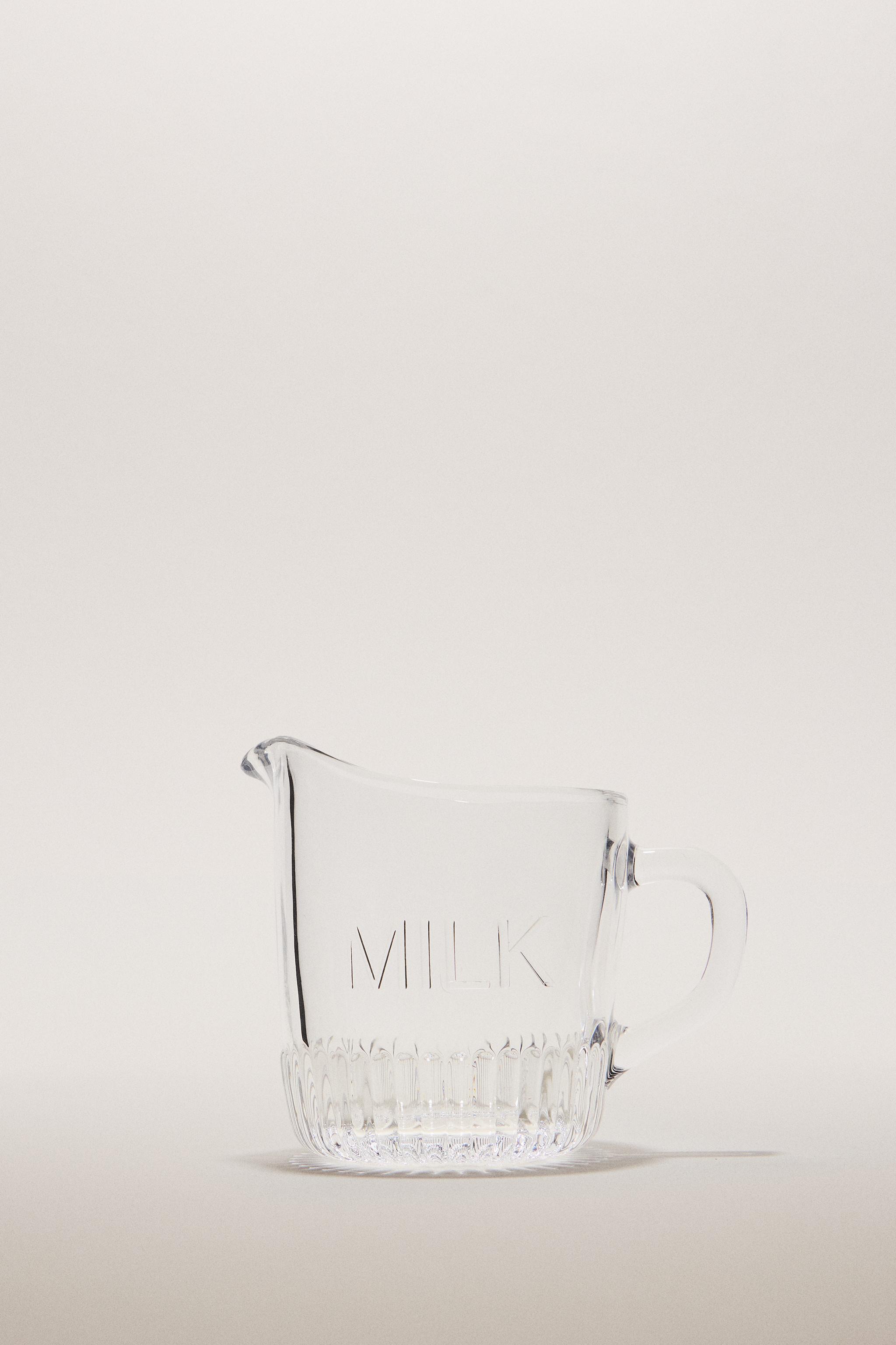 GLASS MILK PITCHER WITH STRIPED BASE