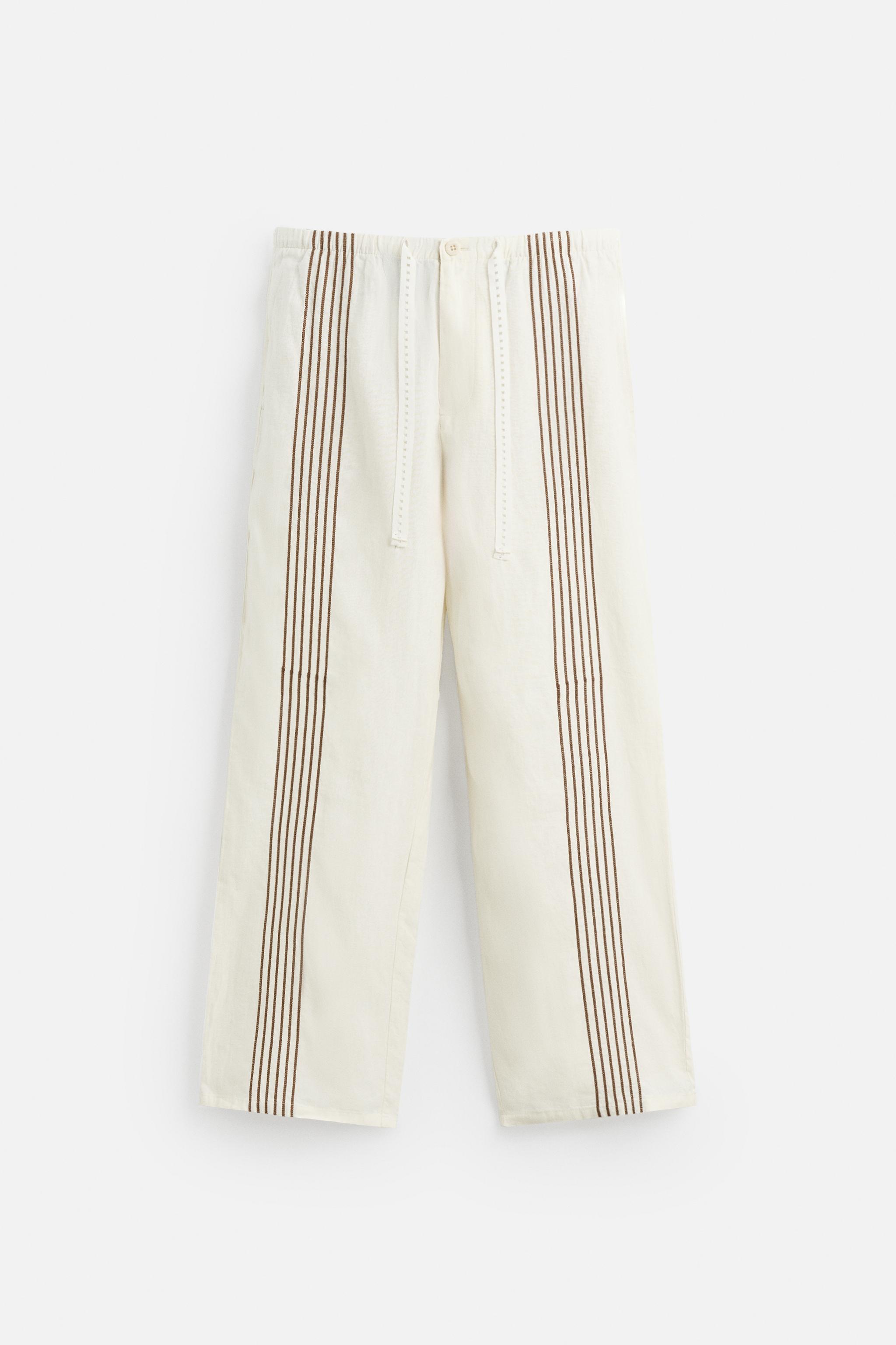 100% LINEN EMBROIDERED PANTS