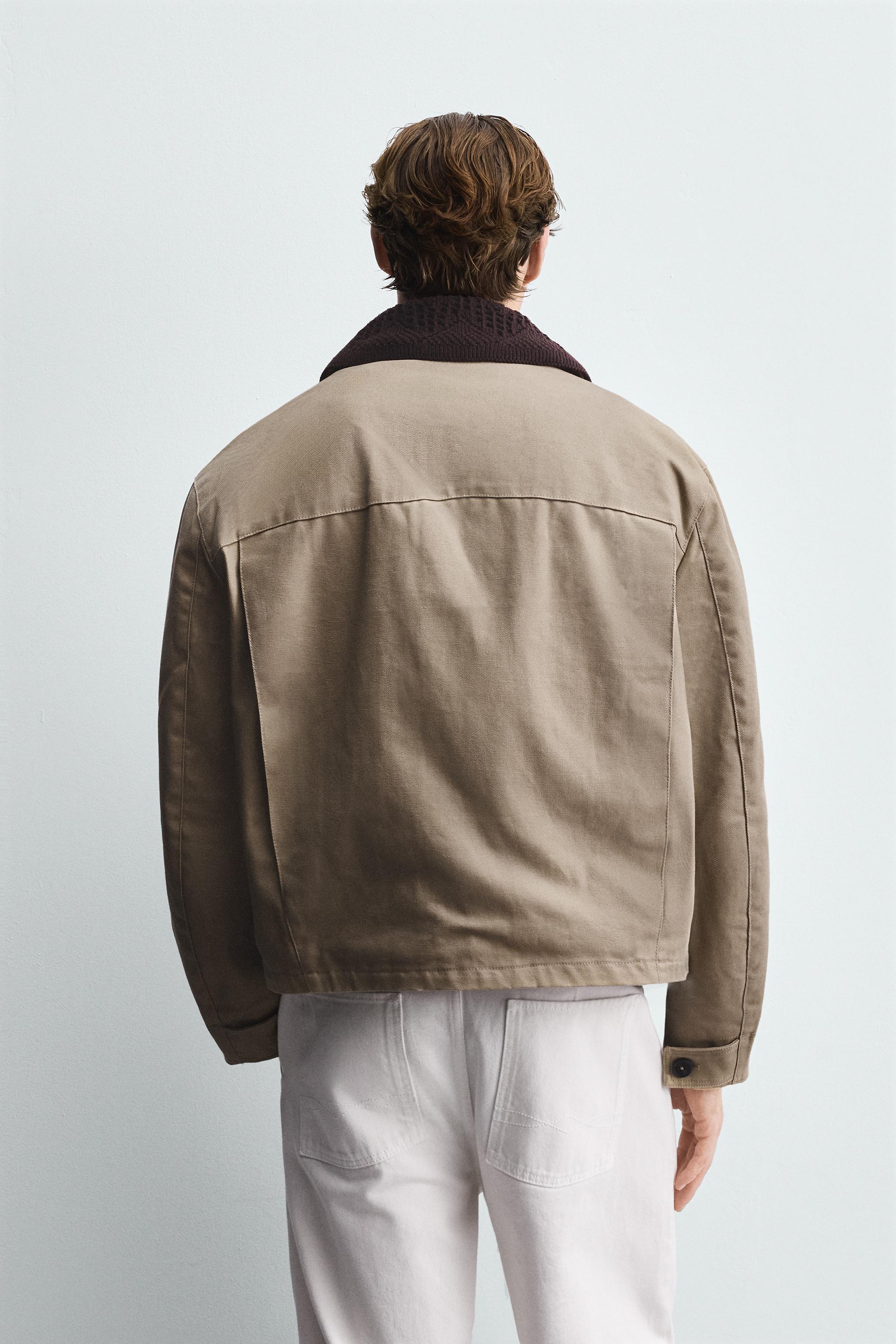 CONTRAST CROCHET COLLAR JACKET