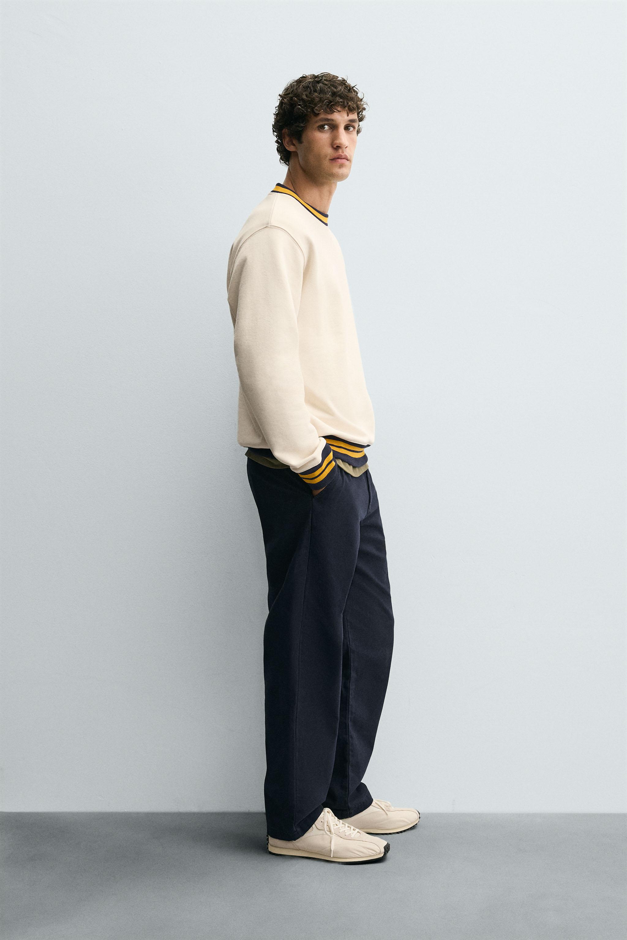 CONTRAST RIB EMBROIDERED SWEATSHIRT