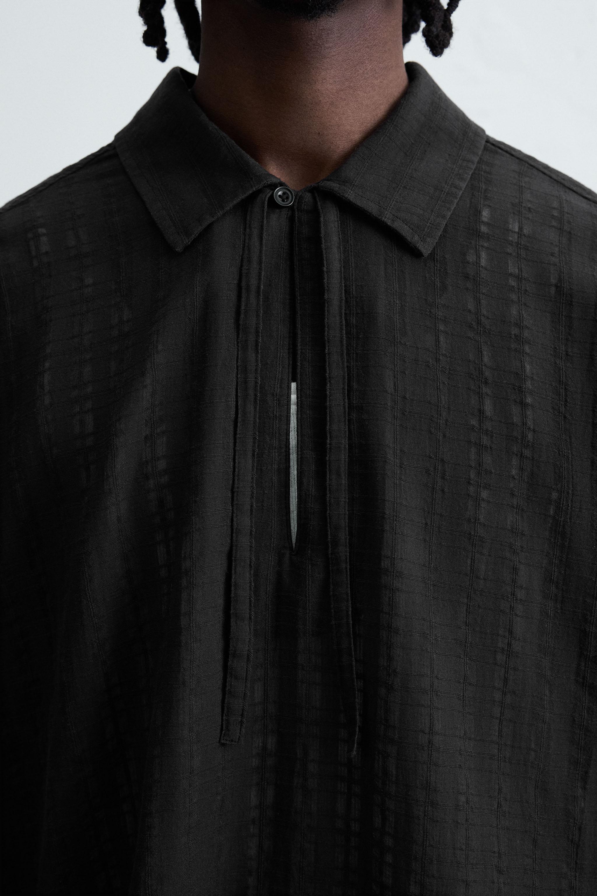 TEXTURED SEMI-SHEER POLO SHIRT