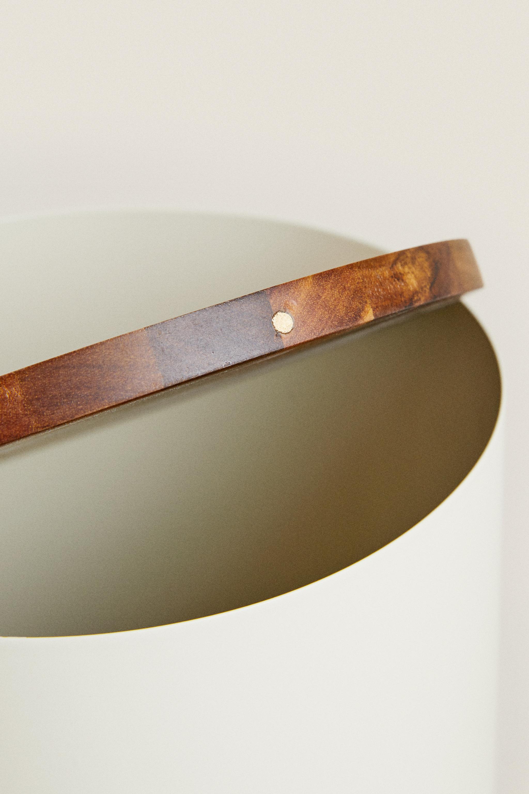 METAL BATHROOM TRASH CAN WITH WOODEN LID