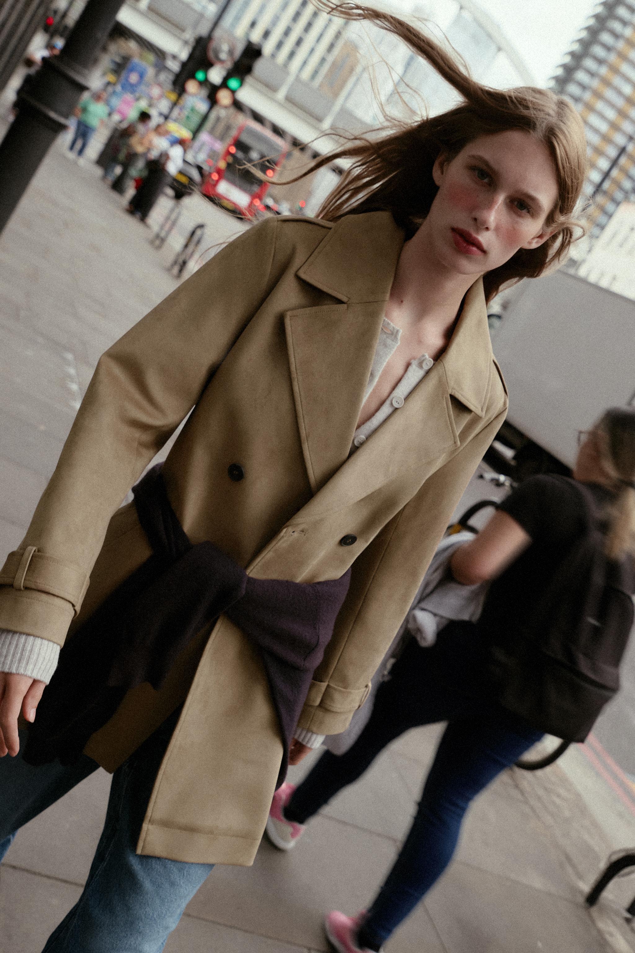 FAUX SUEDE TRENCH COAT